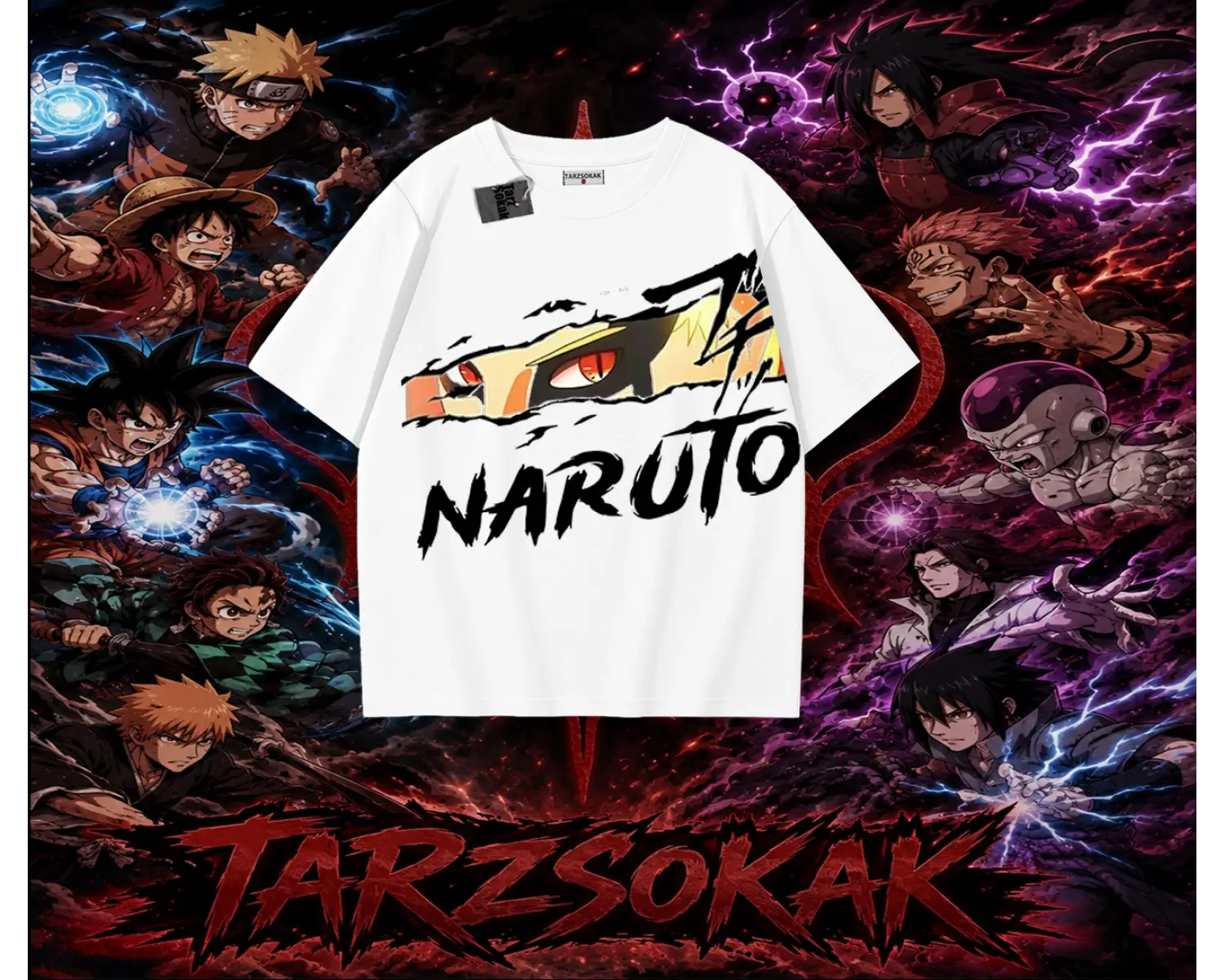Naruto Uzumaki Premium Anime Oversize Unisex Tişört Beyaz