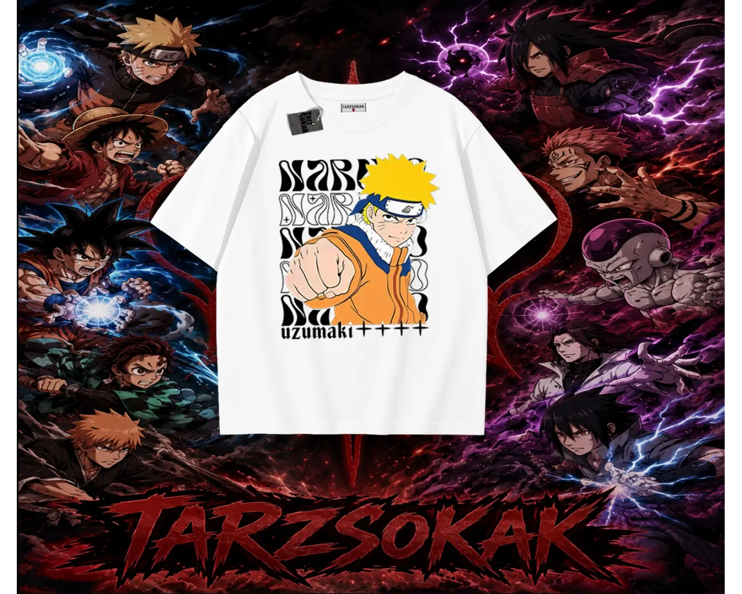 Naruto Uzumaki Premium Anime Oversize Unisex Tişört Beyaz