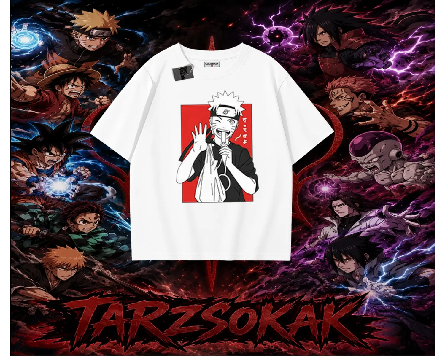 Naruto Uzumaki Premium Anime Oversize Unisex Tişört Beyaz