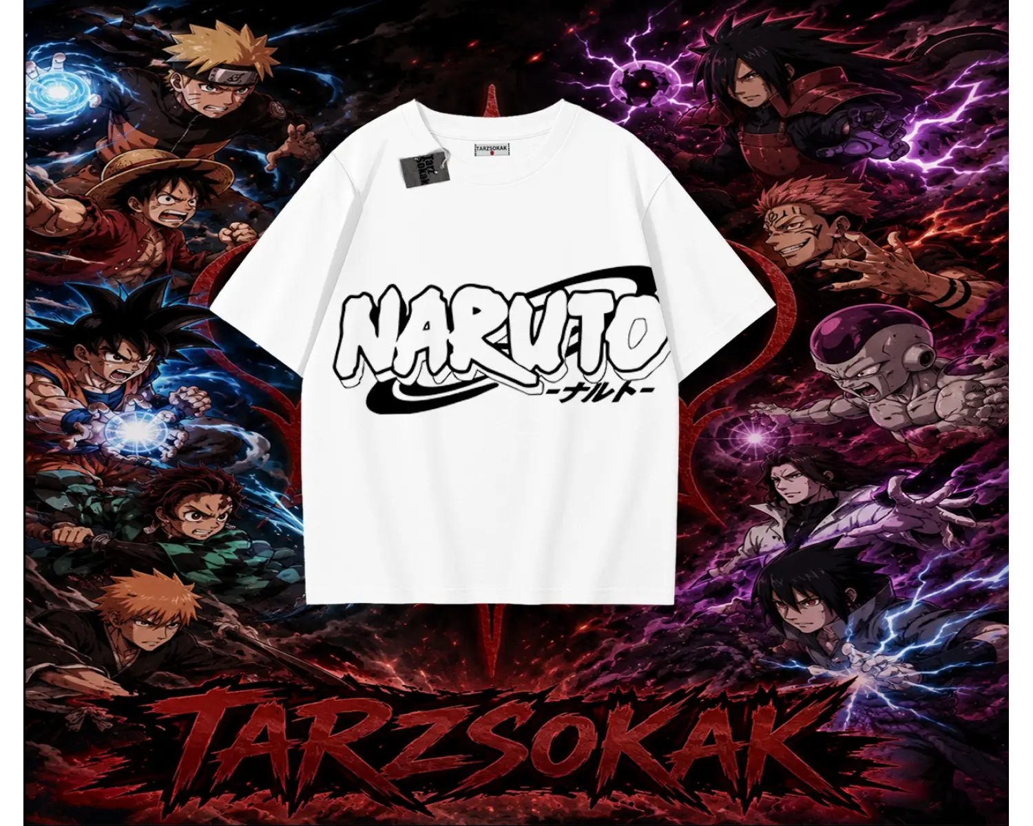 Naruto Uzumaki Premium Anime Oversize Unisex Tişört Beyaz