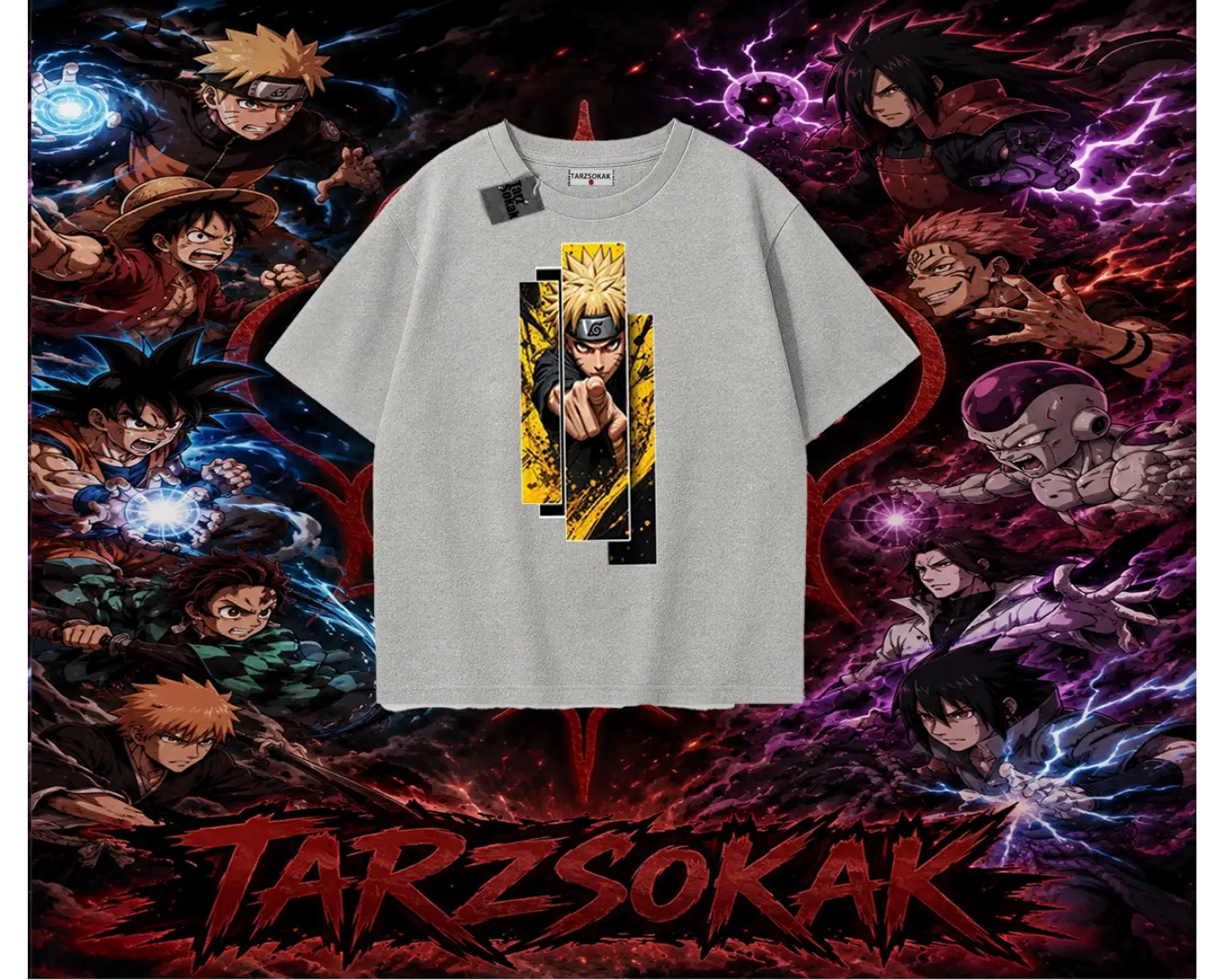 Naruto Uzumaki Premium Anime Oversize Unisex Tişört Beyaz