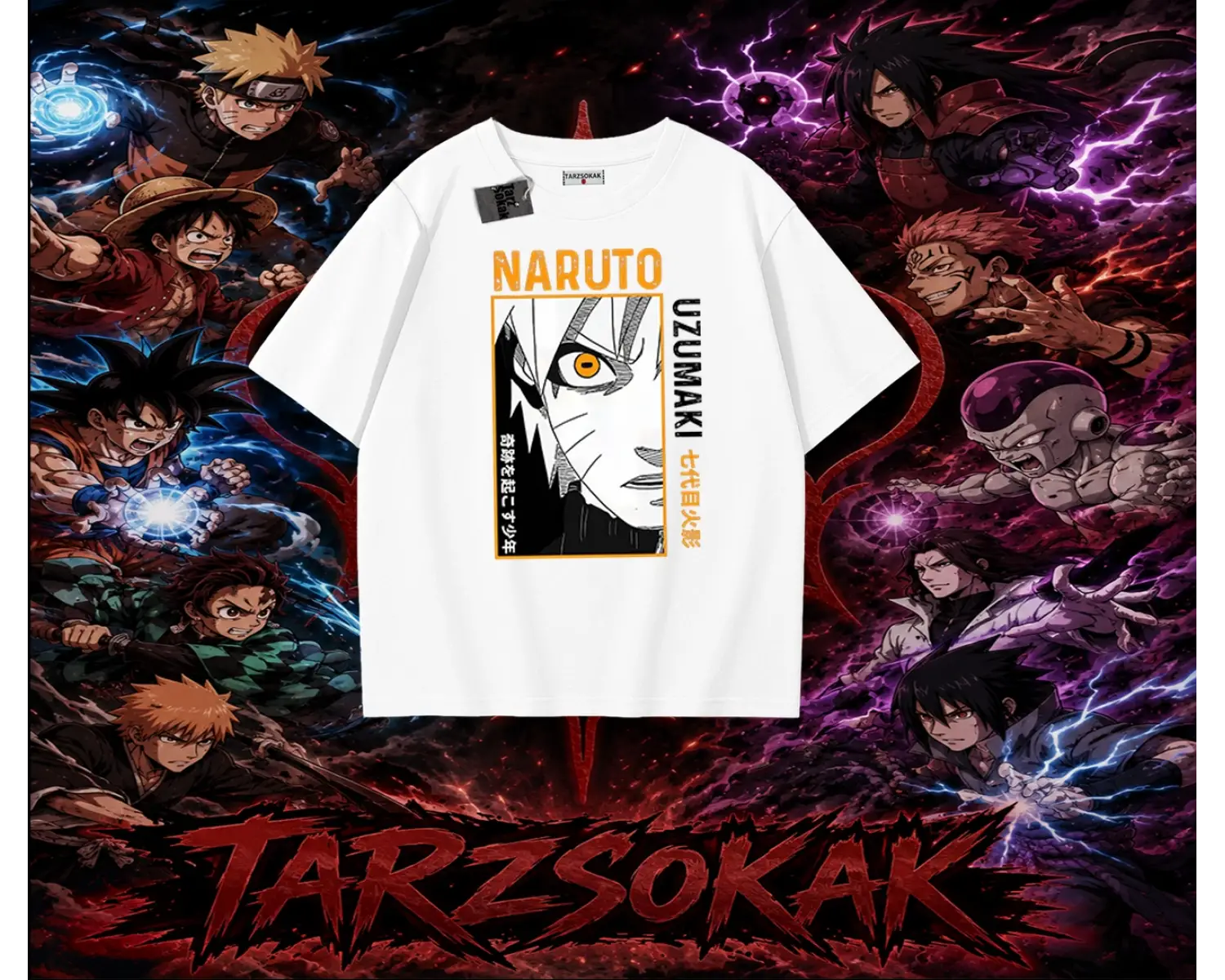 Naruto Uzumaki Premium Anime Oversize Unisex Tişört Beyaz
