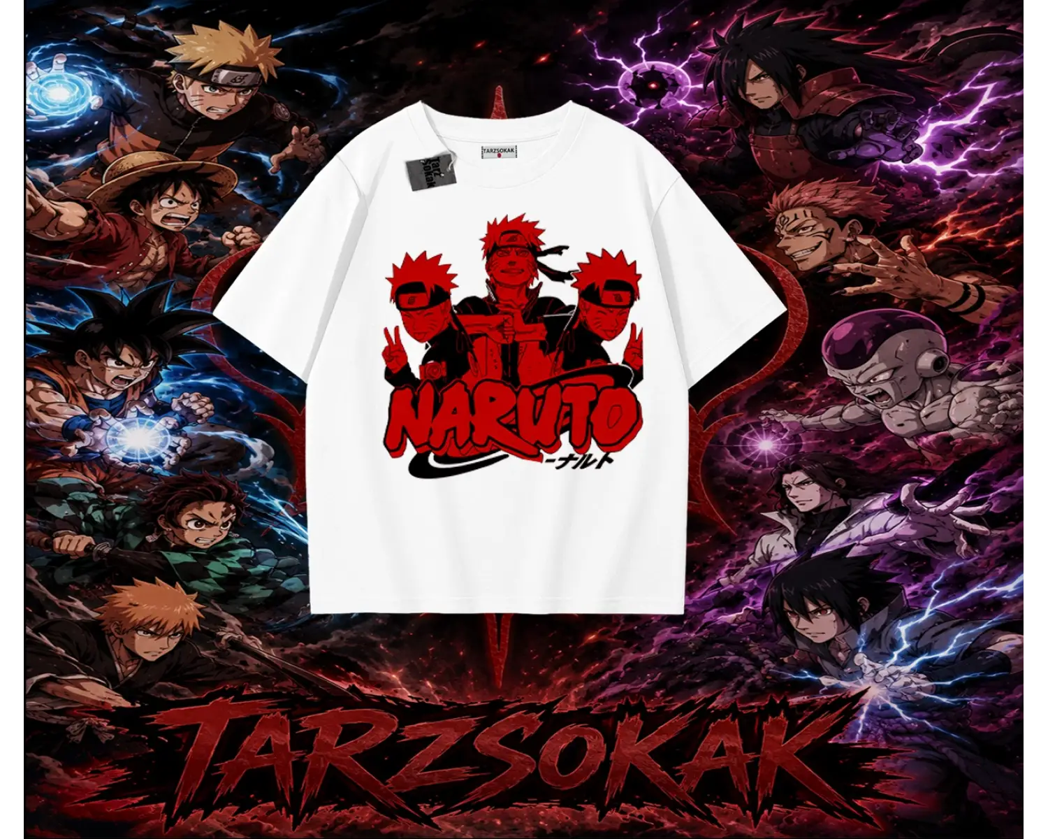 Naruto Uzumaki Premium Anime Oversize Unisex Tişört Beyaz
