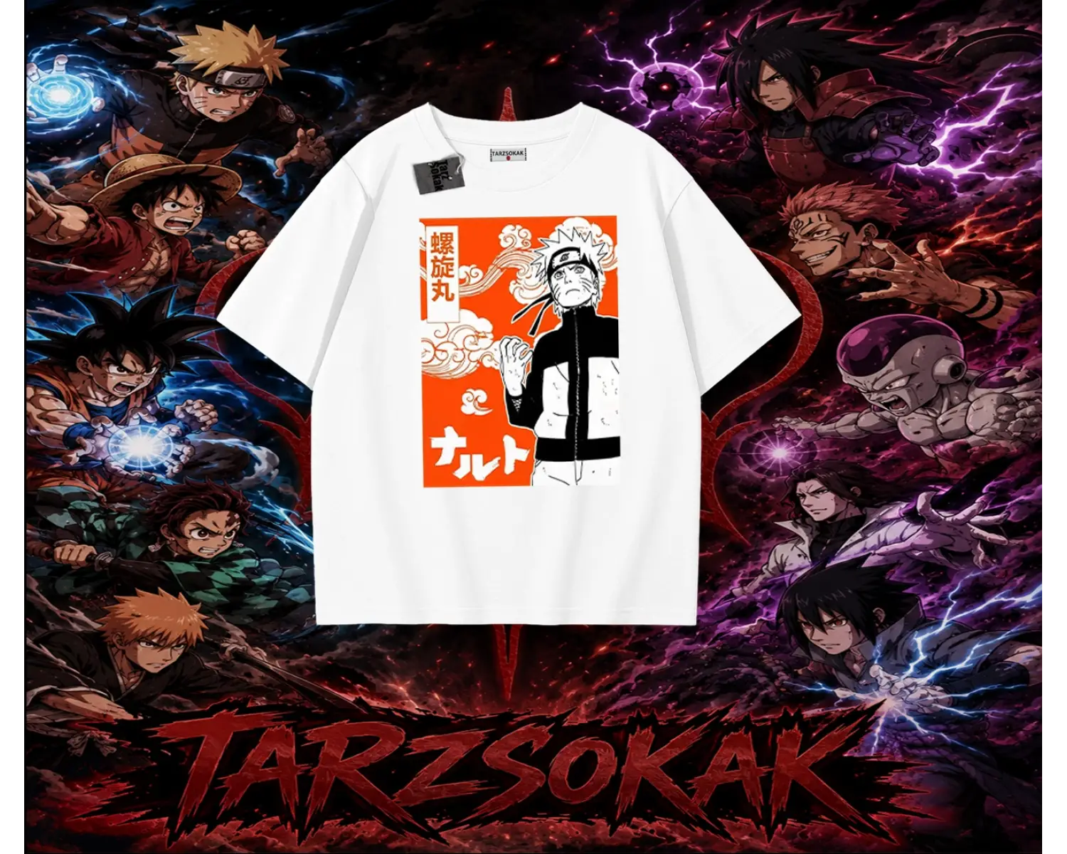 Naruto Uzumaki Premium Anime Oversize Unisex Tişört Beyaz