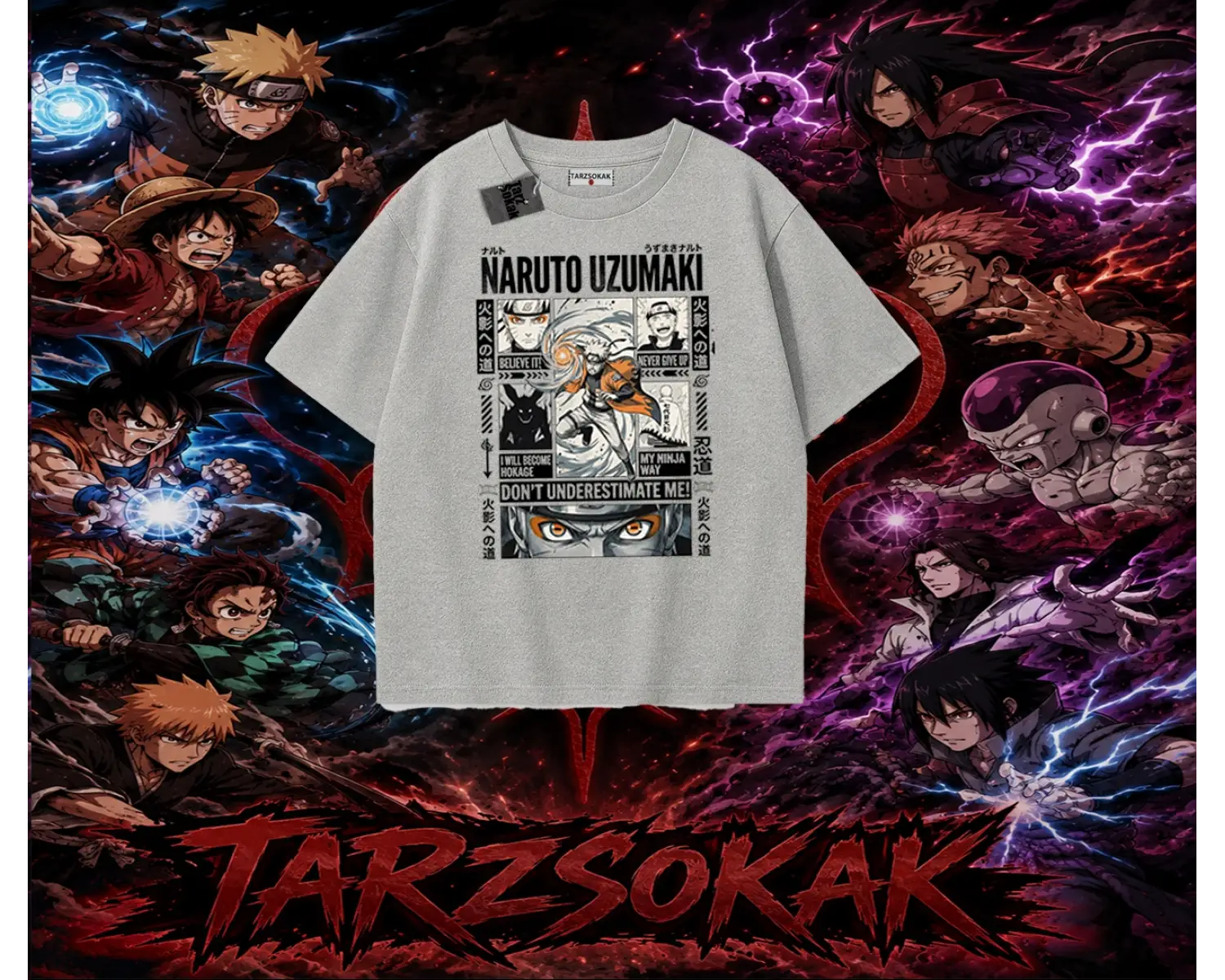 Naruto Uzumaki Premium Anime Oversize Unisex Tişört Beyaz