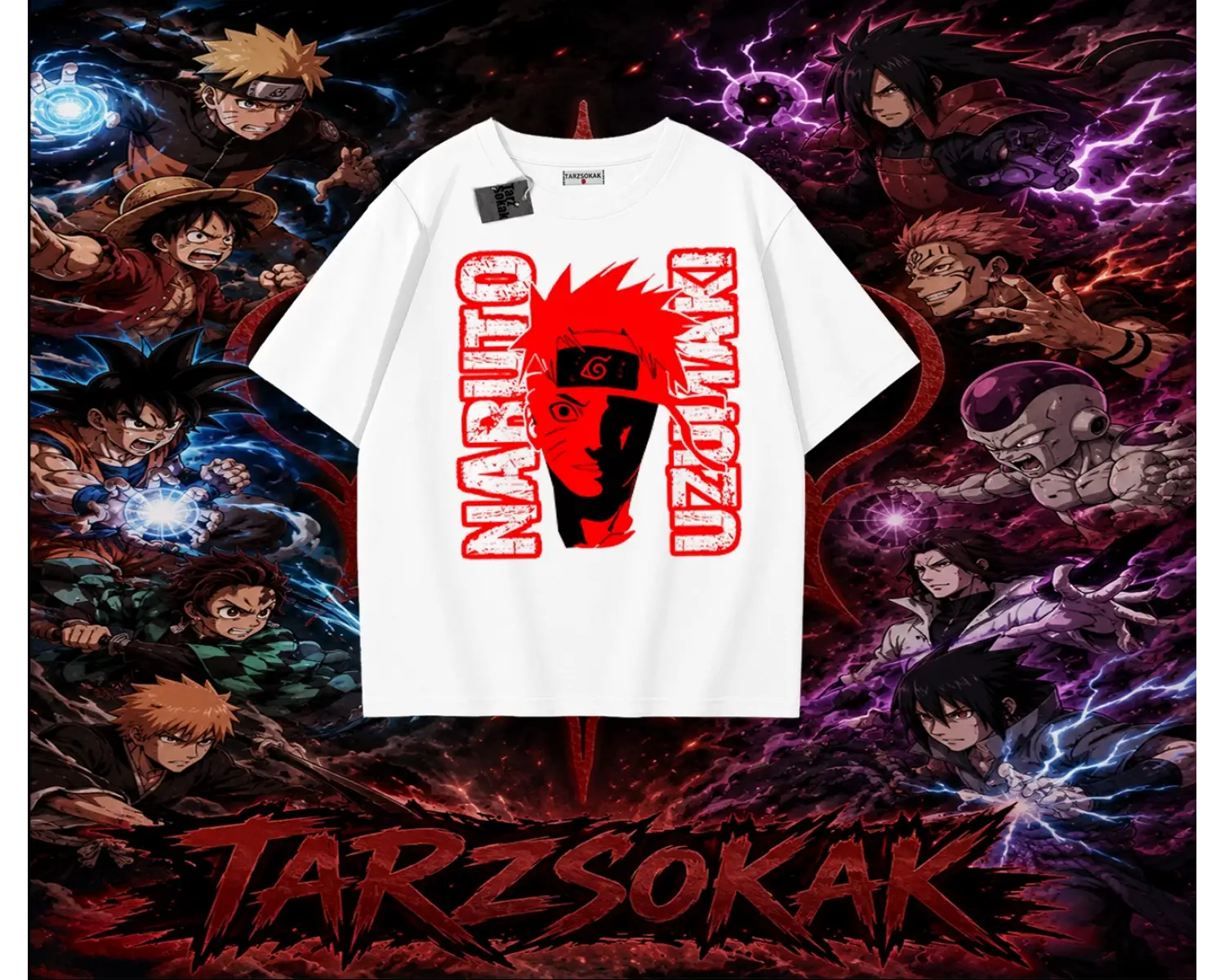 Naruto Uzumaki Premium Anime Oversize Unisex Tişört Beyaz