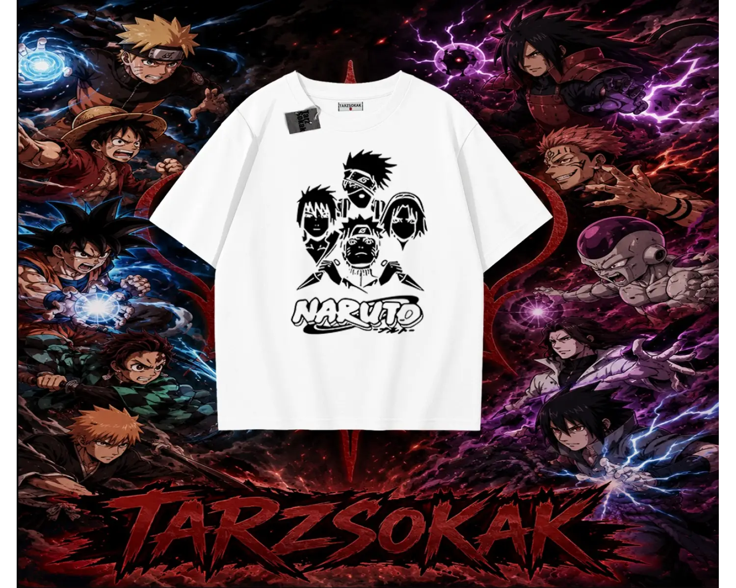 Naruto Uzumaki Premium Anime Oversize Unisex Tişört Beyaz