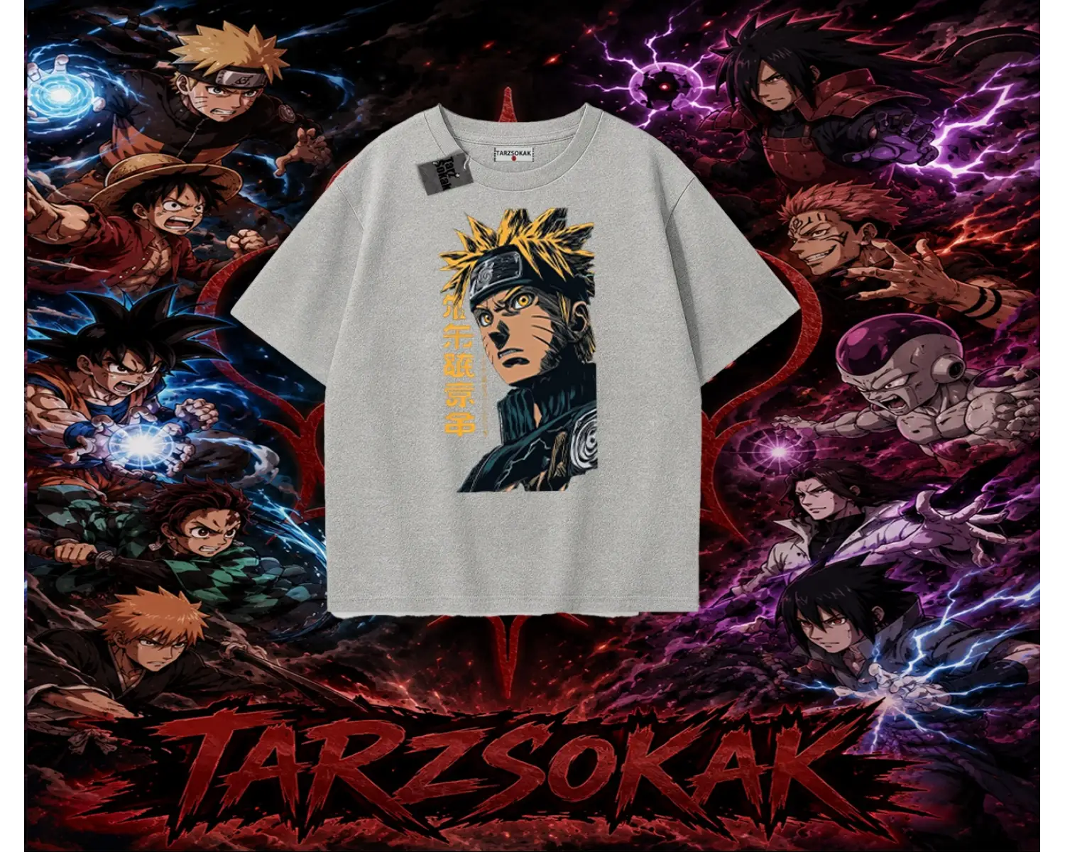 Naruto Uzumaki Premium Anime Oversize Unisex Tişört Beyaz
