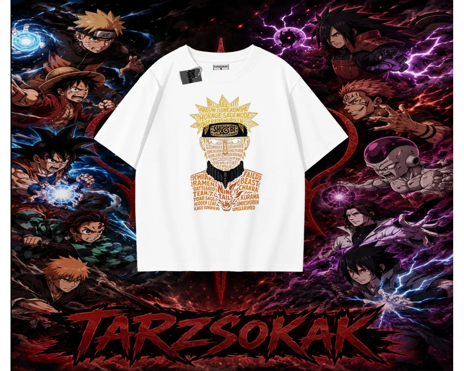 Naruto Uzumaki Premium Anime Oversize Unisex Tişört Beyaz
