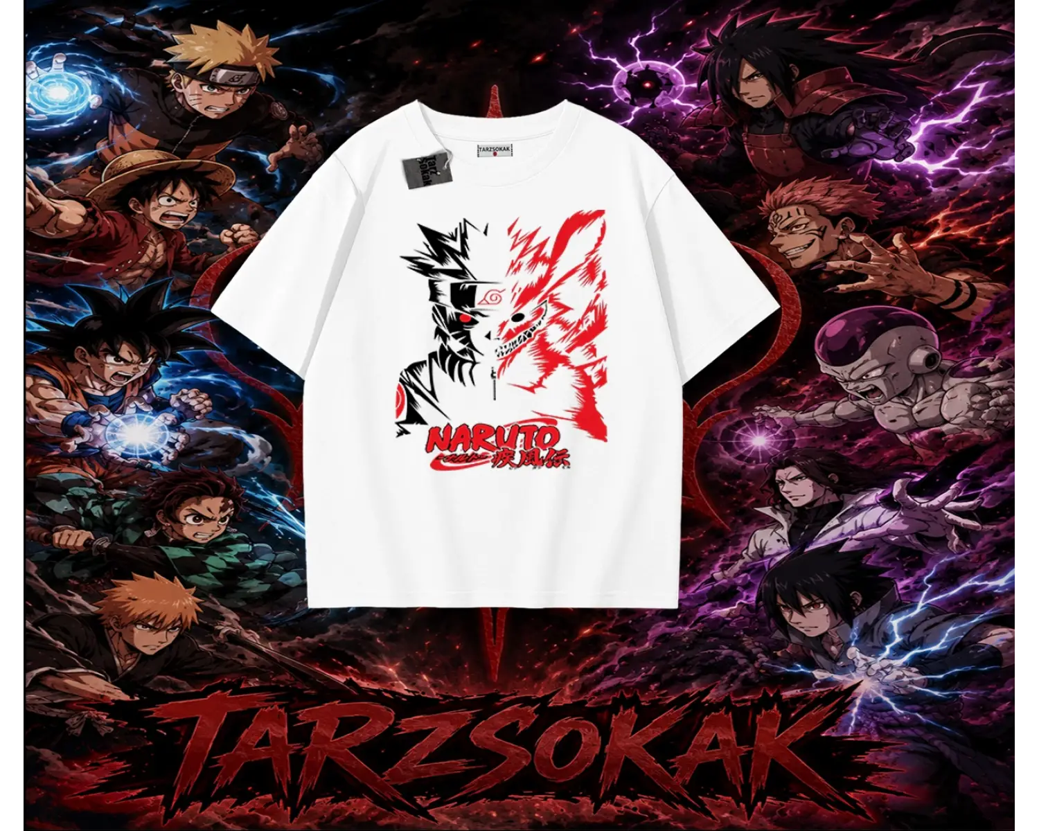 Naruto Uzumaki Premium Anime Oversize Unisex Tişört Beyaz