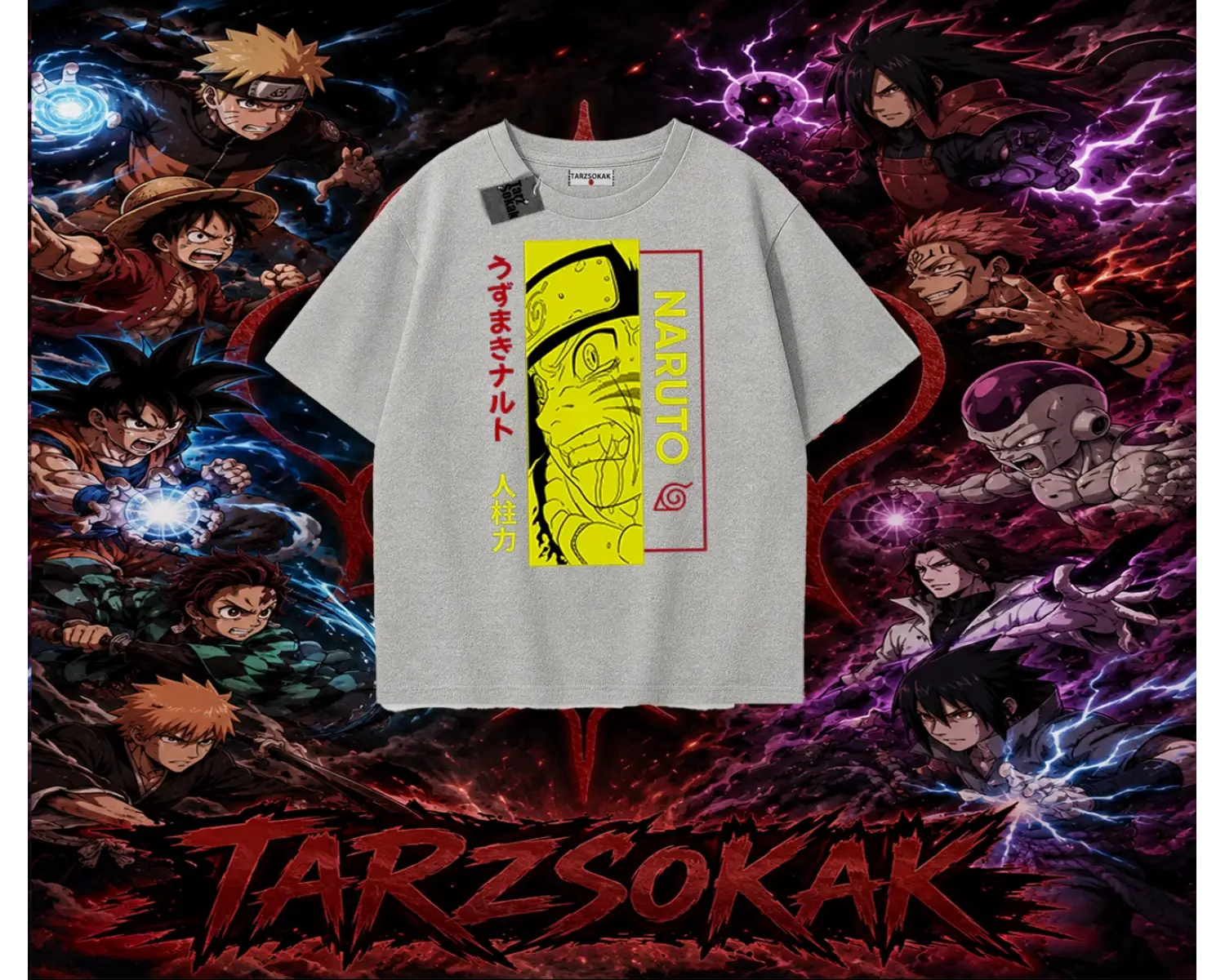Naruto Uzumaki Premium Anime Oversize Unisex Tişört Beyaz