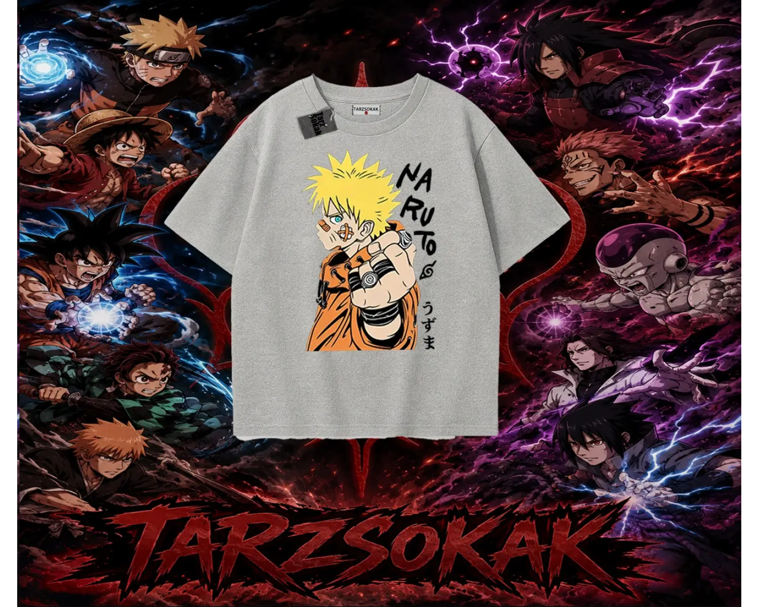 Naruto Uzumaki Premium Anime Oversize Unisex Tişört Beyaz