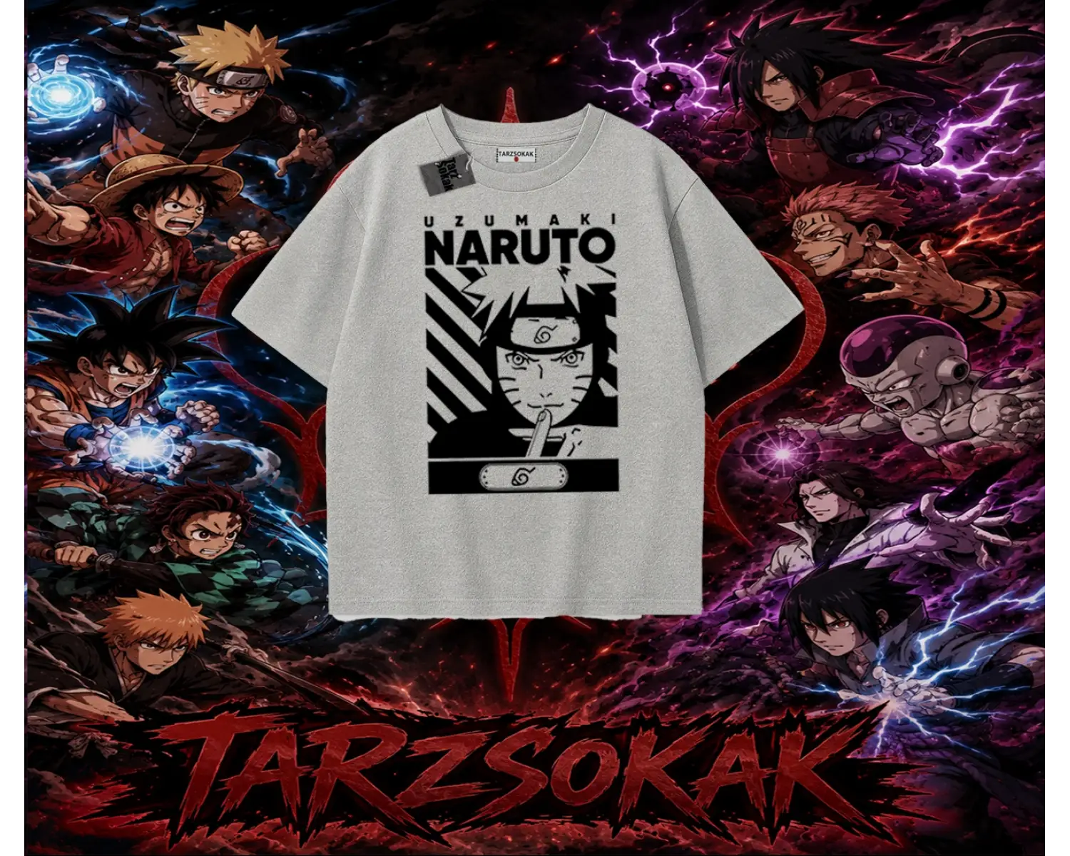 Naruto Uzumaki Premium Anime Oversize Unisex Tişört Beyaz