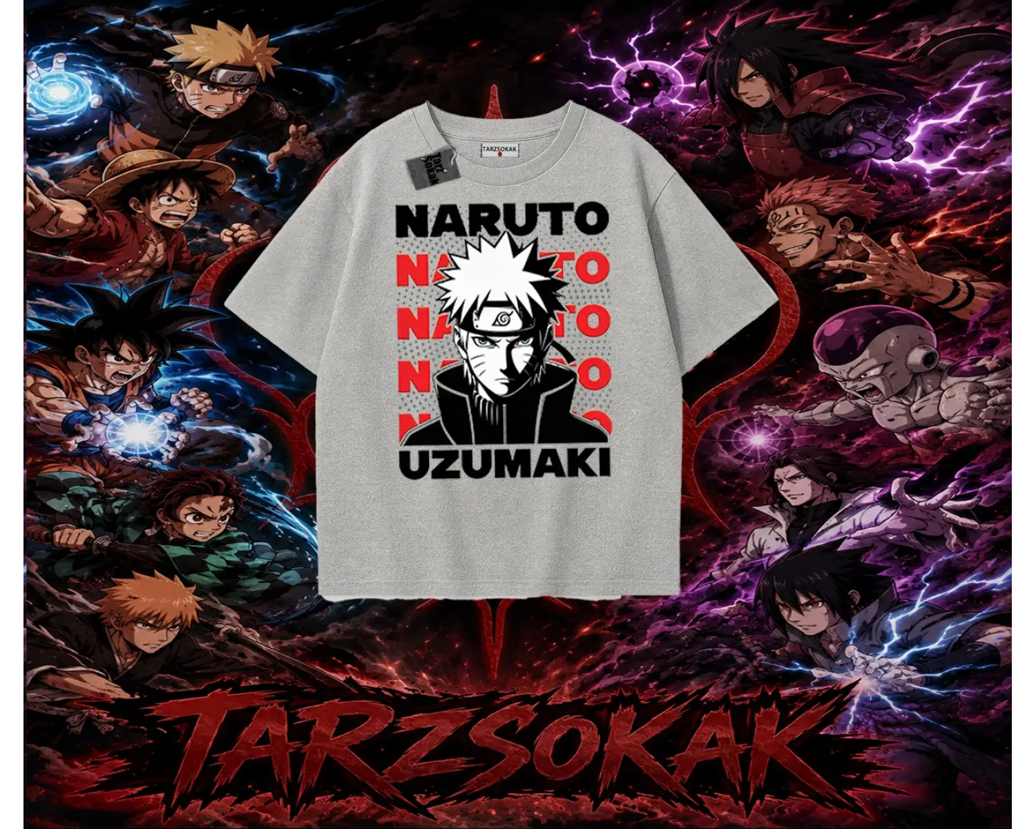 Naruto Uzumaki Premium Anime Oversize Unisex Tişört Beyaz