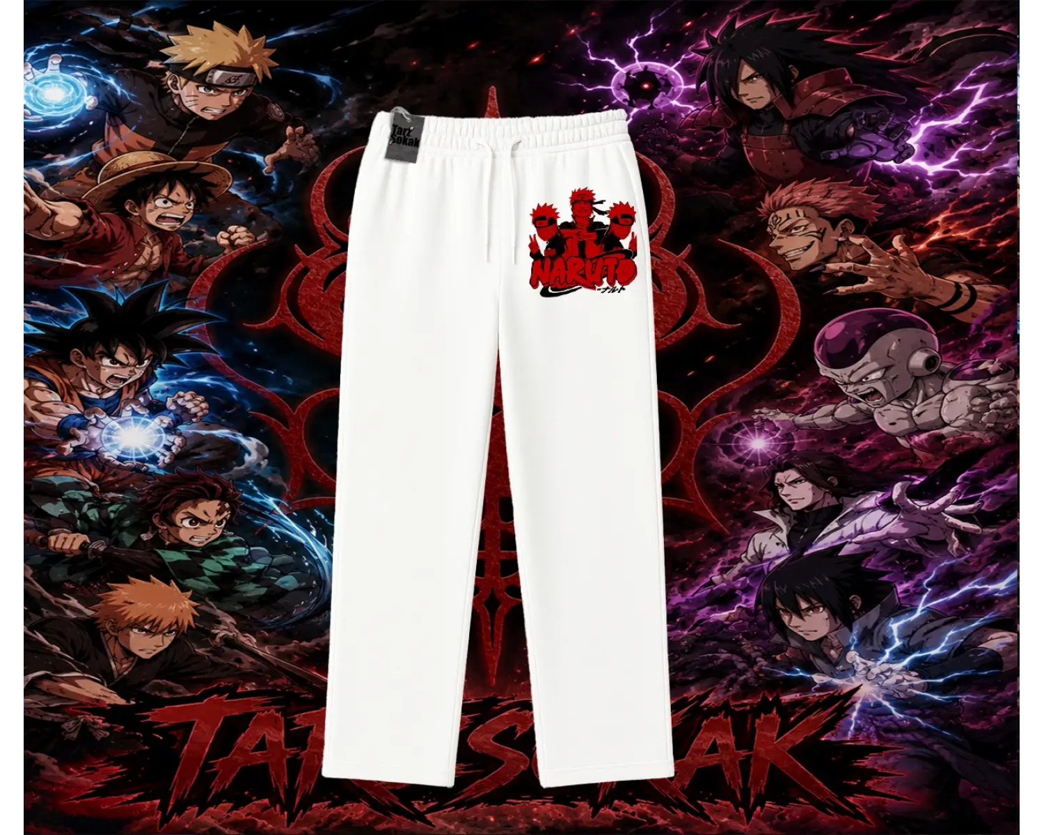 Naruto Uzumaki Premium Anime Unisex Baggy Eşofman Altı Beyaz