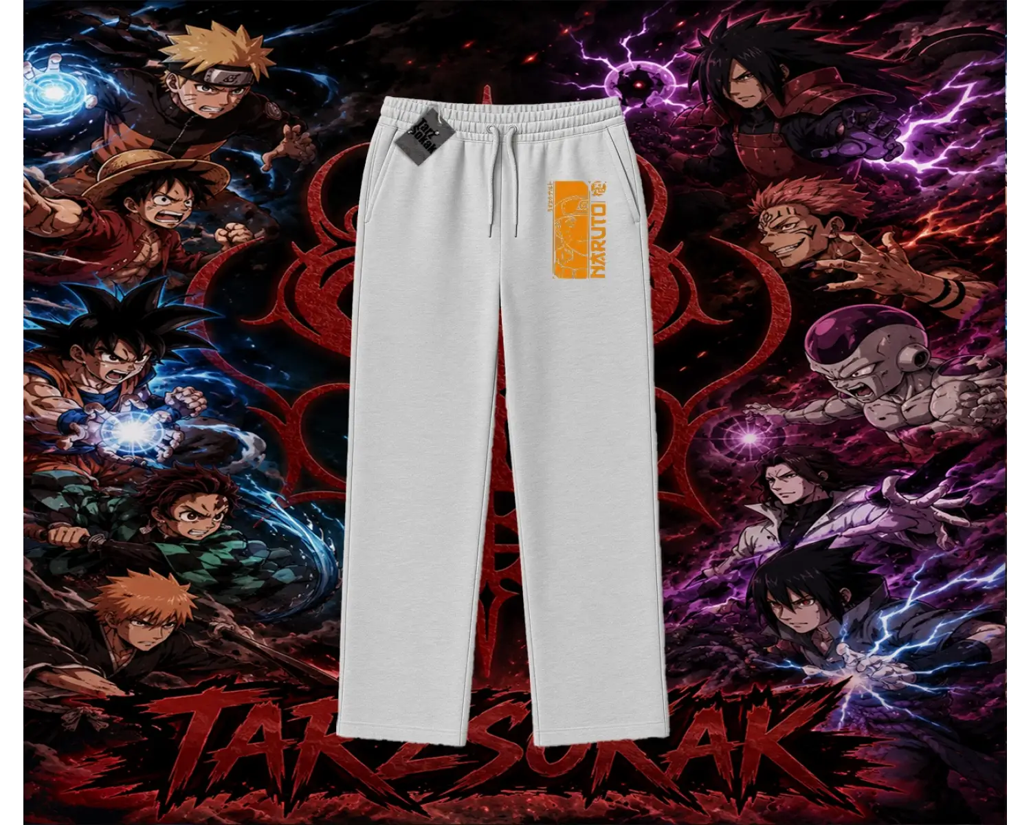 Naruto Uzumaki Premium Anime Unisex Baggy Eşofman Altı Beyaz