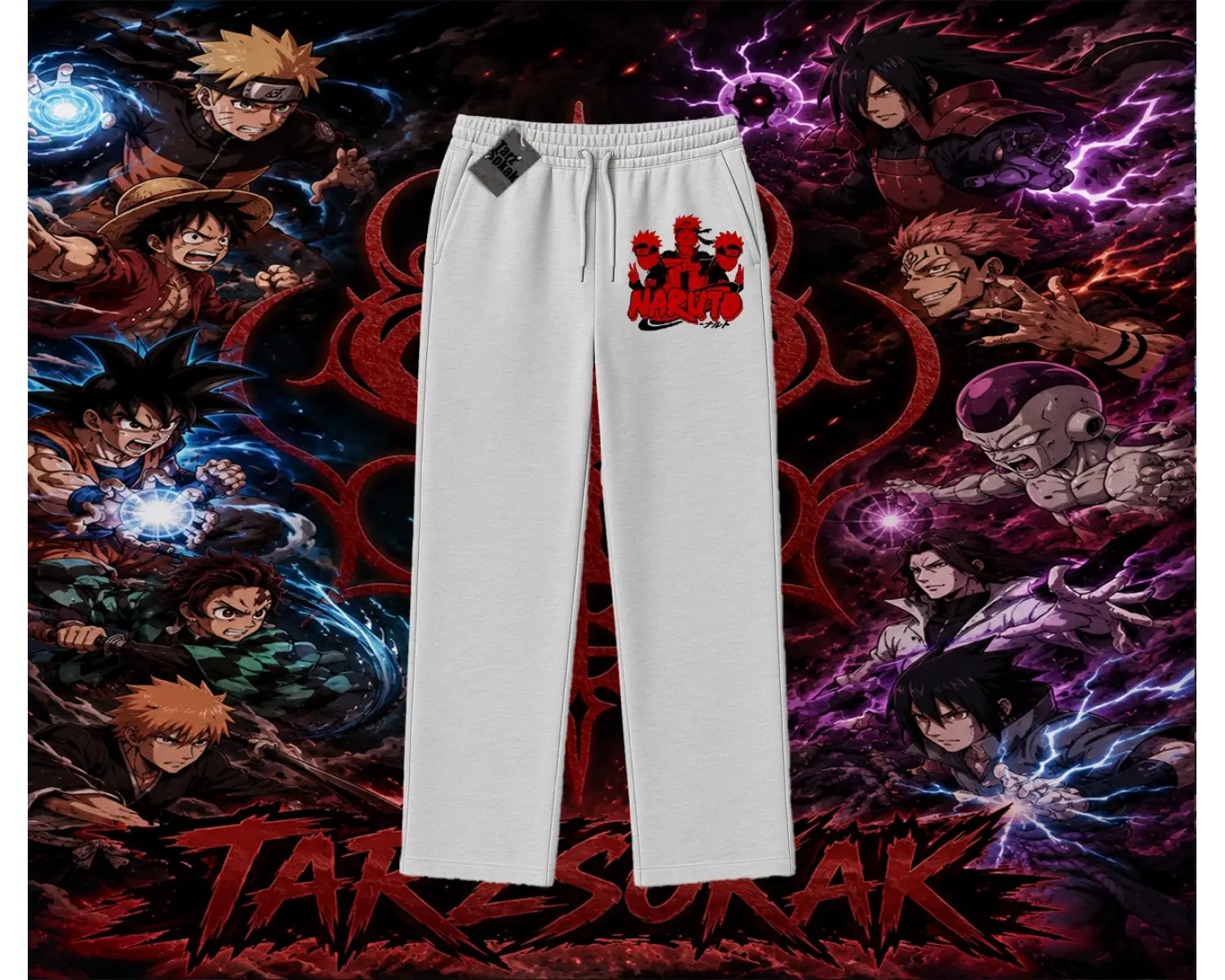 Naruto Uzumaki Premium Anime Unisex Baggy Eşofman Altı Beyaz