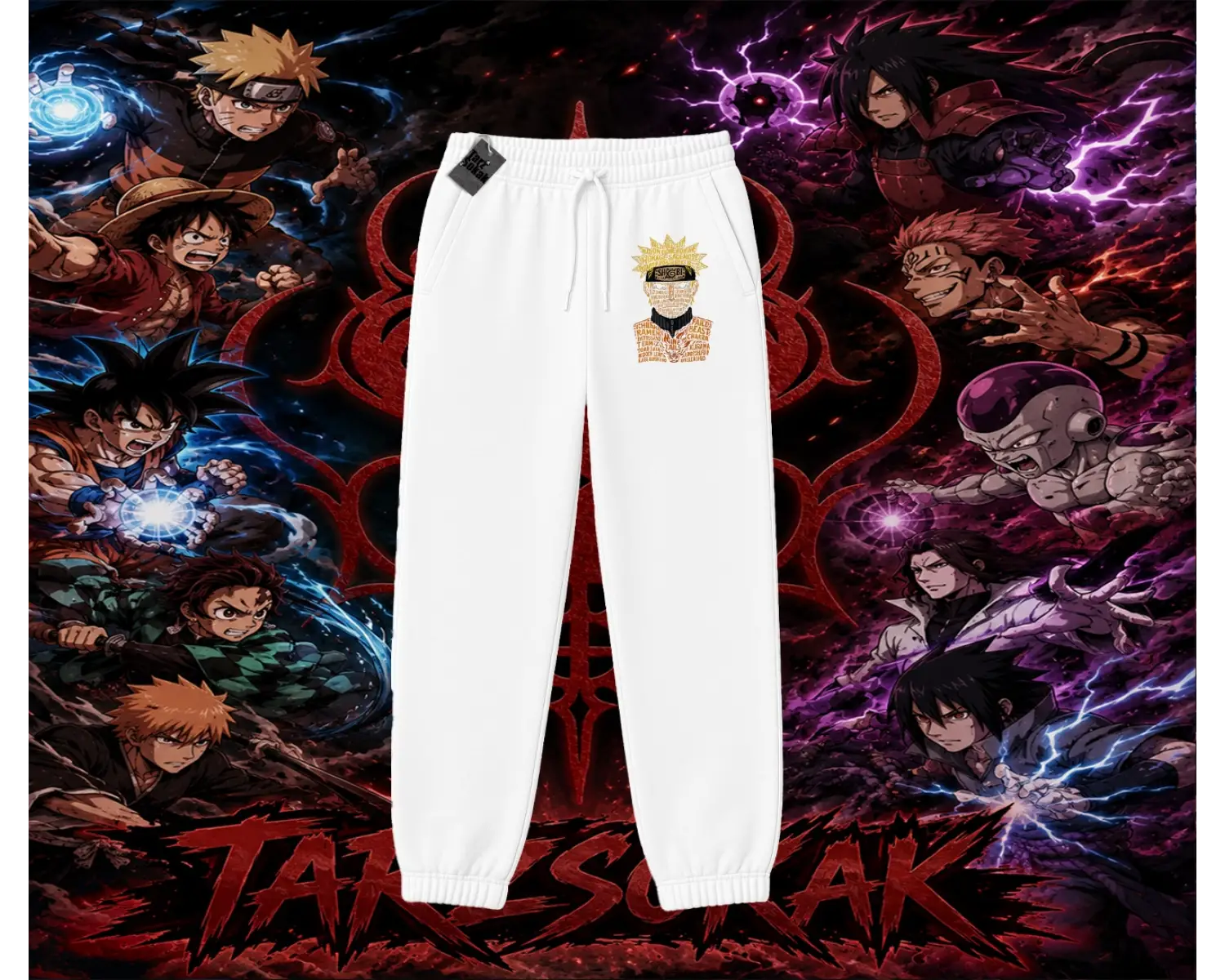 Naruto Uzumaki Premium Anime Unisex Jogger Eşofman Altı Beyaz