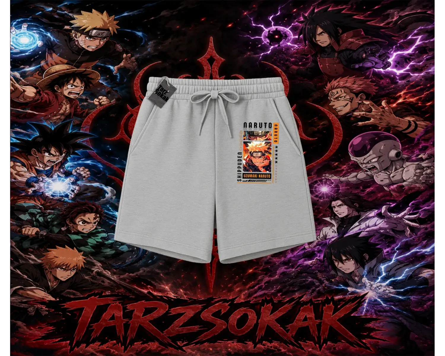 Naruto Uzumaki Premium Anime Unisex Şort Beyaz