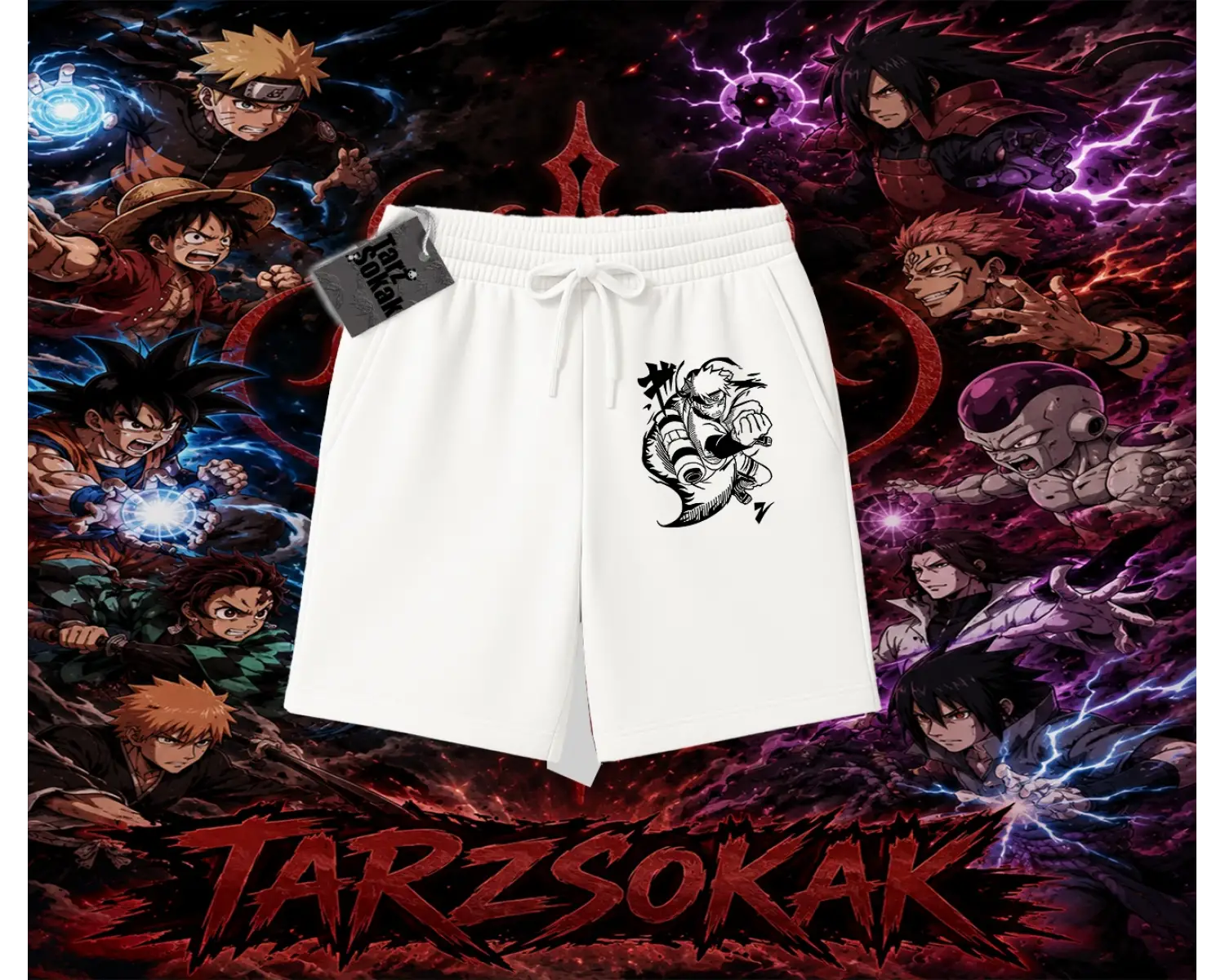 Naruto Uzumaki Premium Anime Unisex Şort Beyaz