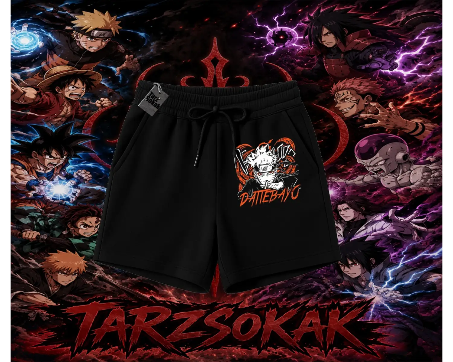 Naruto Uzumaki Premium Anime Unisex Şort Beyaz