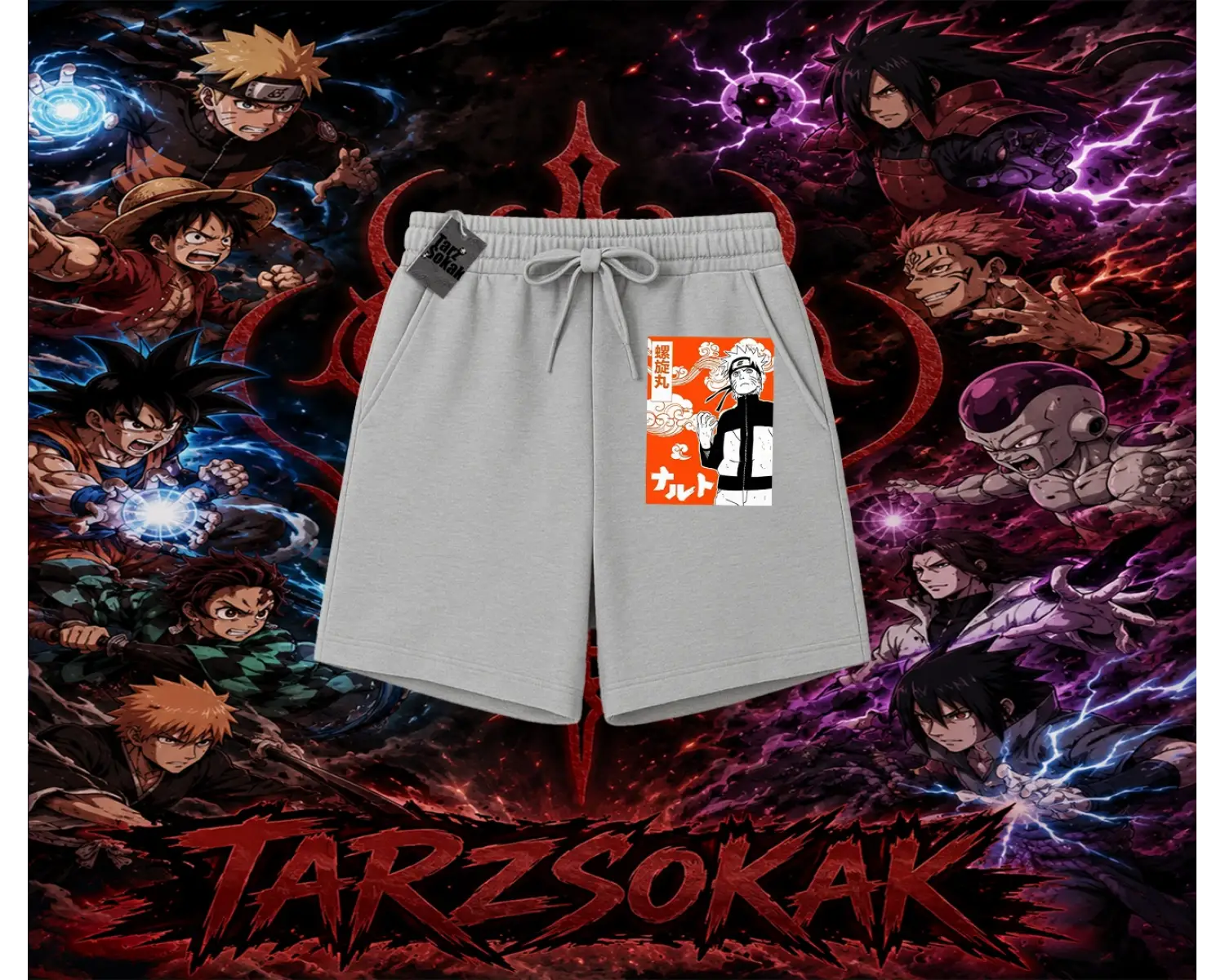Naruto Uzumaki Premium Anime Unisex Şort Beyaz