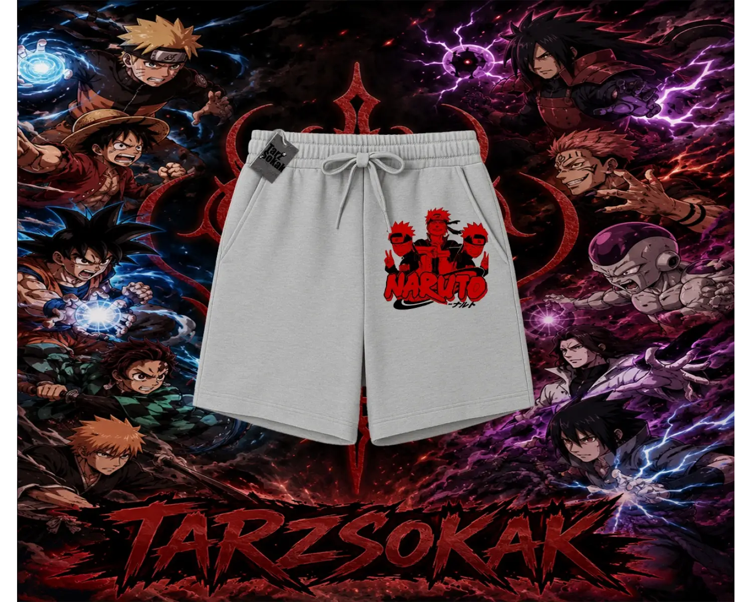 Naruto Uzumaki Premium Anime Unisex Şort Beyaz