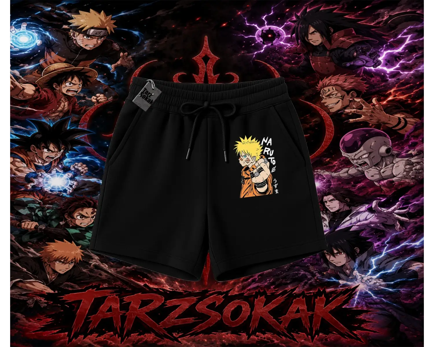 Naruto Uzumaki Premium Anime Unisex Şort Beyaz