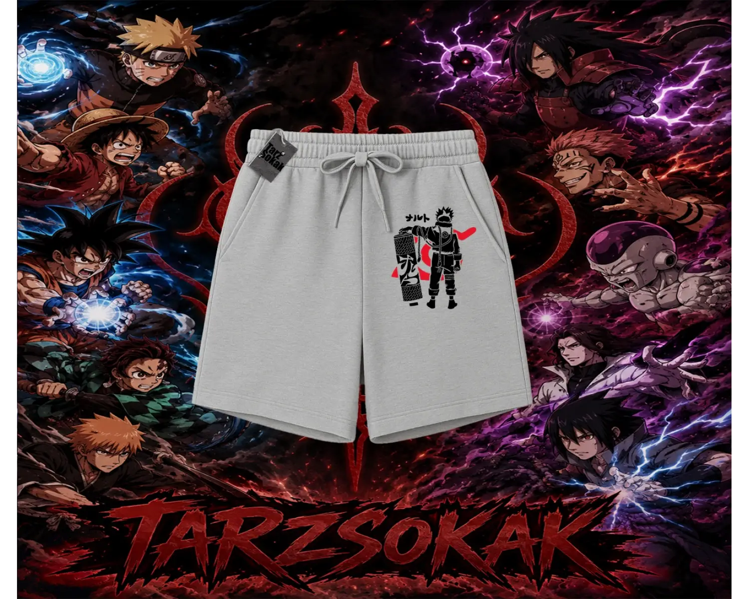Naruto Uzumaki Premium Anime Unisex Şort Beyaz