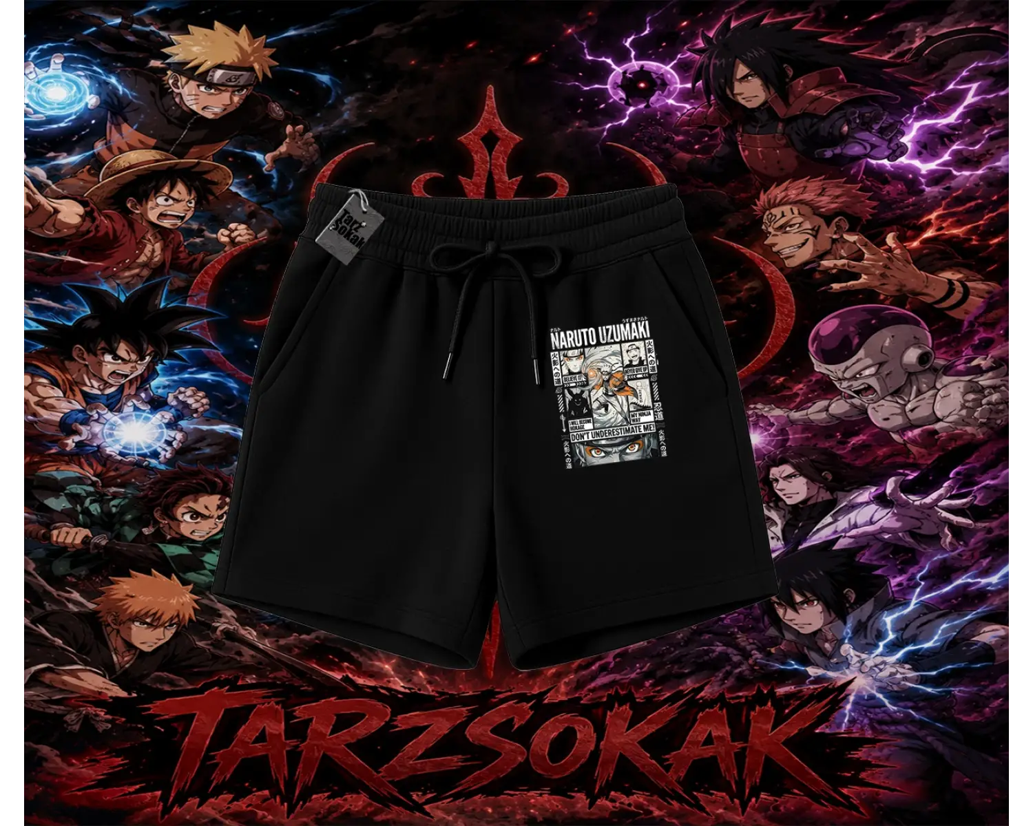 Naruto Uzumaki Premium Anime Unisex Şort Beyaz
