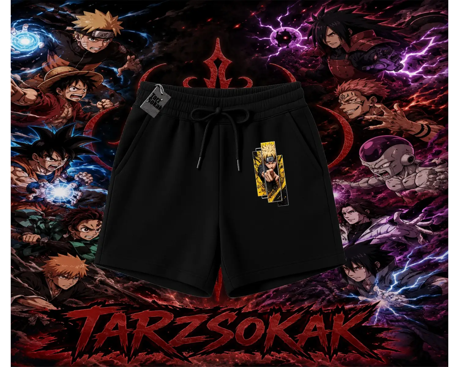 Naruto Uzumaki Premium Anime Unisex Şort Beyaz