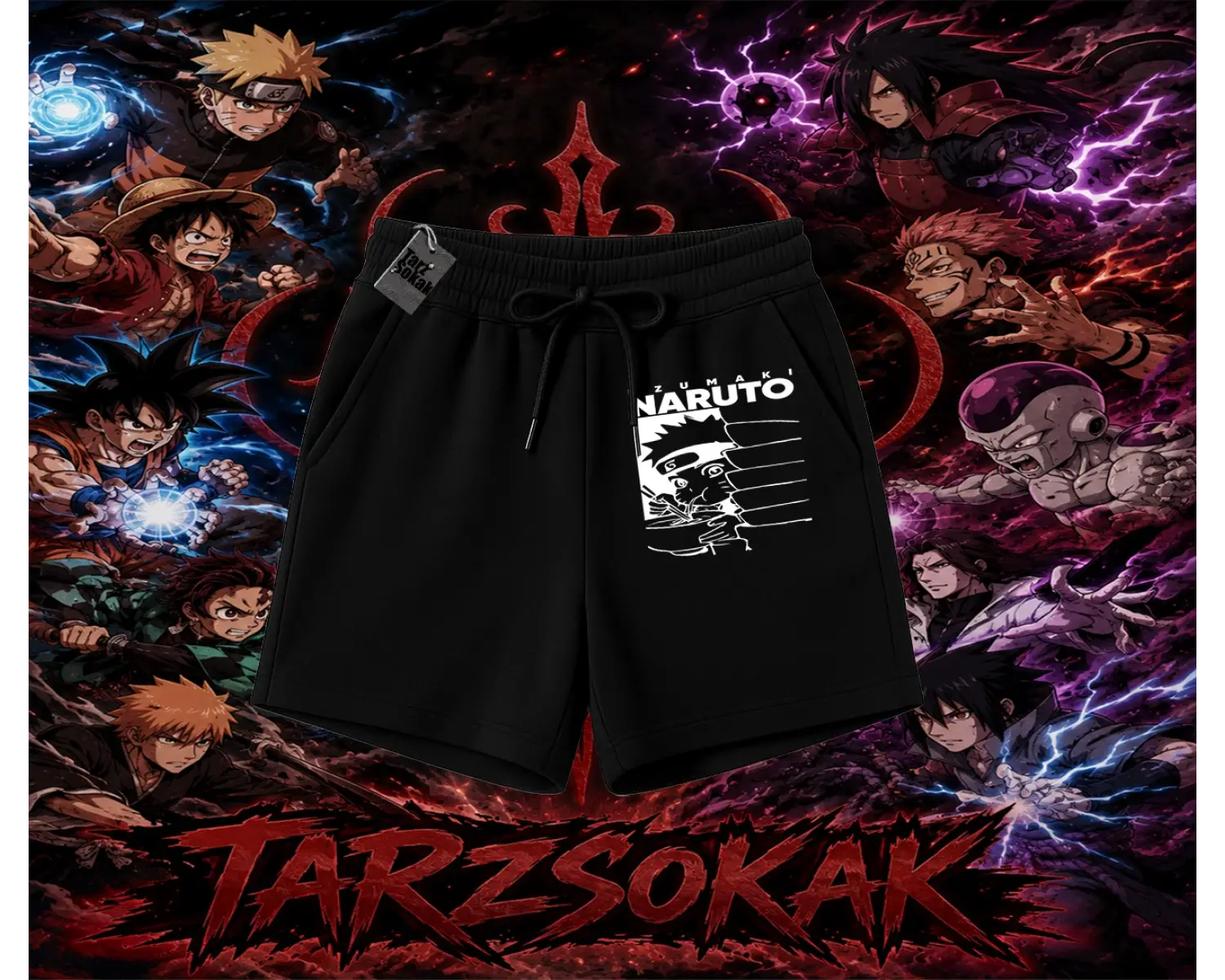Naruto Uzumaki Premium Anime Unisex Şort Beyaz