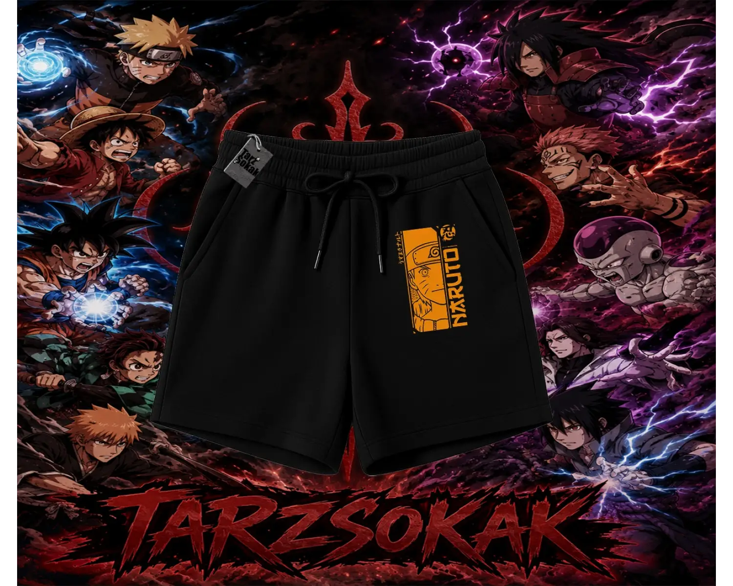Naruto Uzumaki Premium Anime Unisex Şort Beyaz