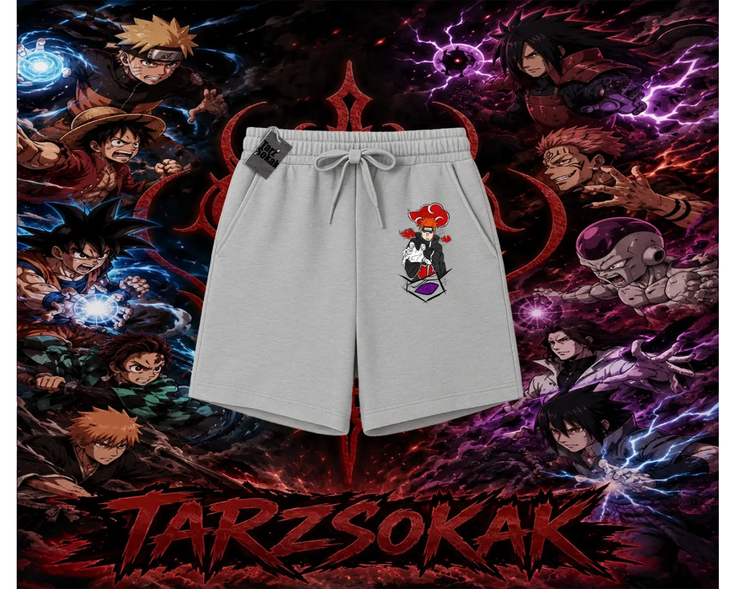 Naruto Uzumaki Premium Anime Unisex Şort Beyaz
