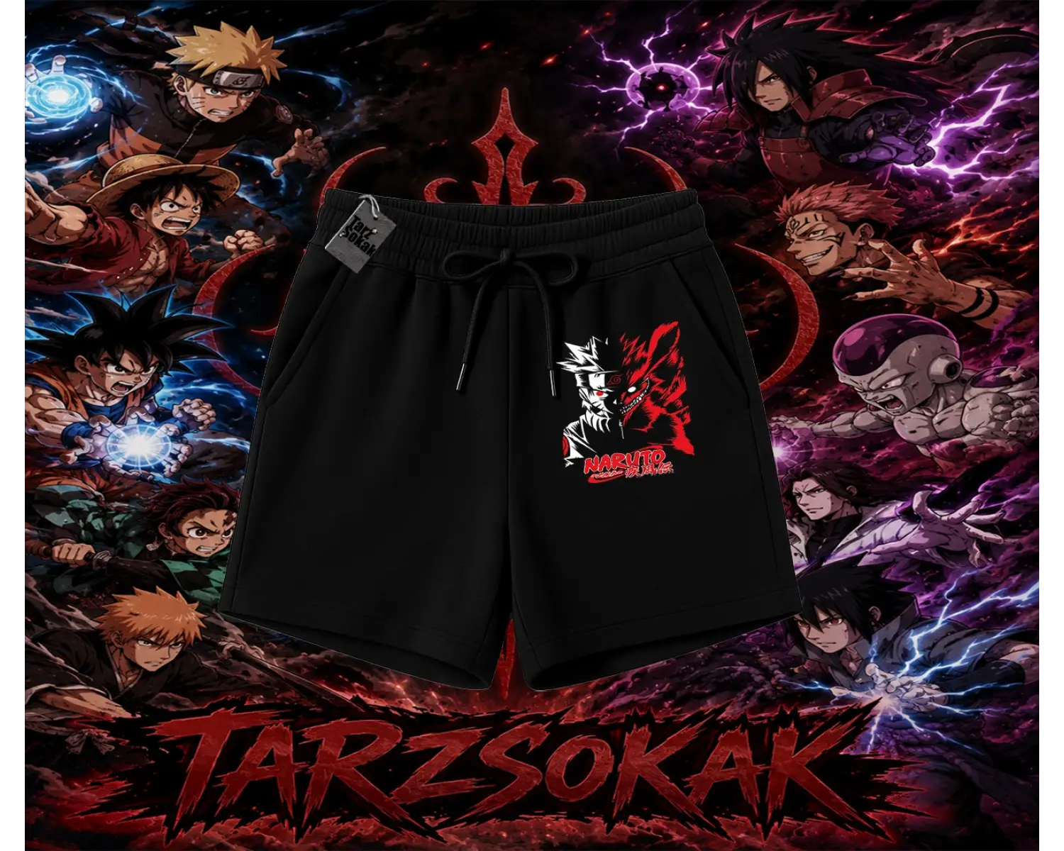 Naruto Uzumaki Premium Anime Unisex Şort Beyaz