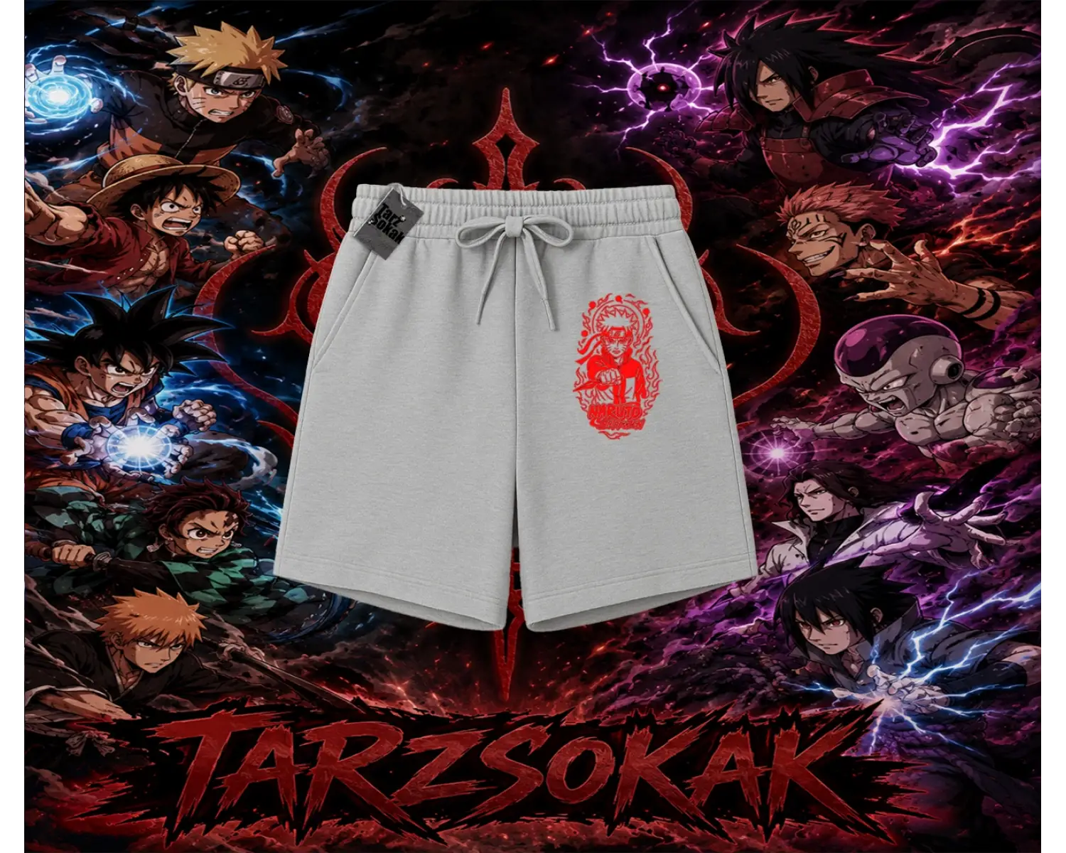 Naruto Uzumaki Premium Anime Unisex Şort Beyaz
