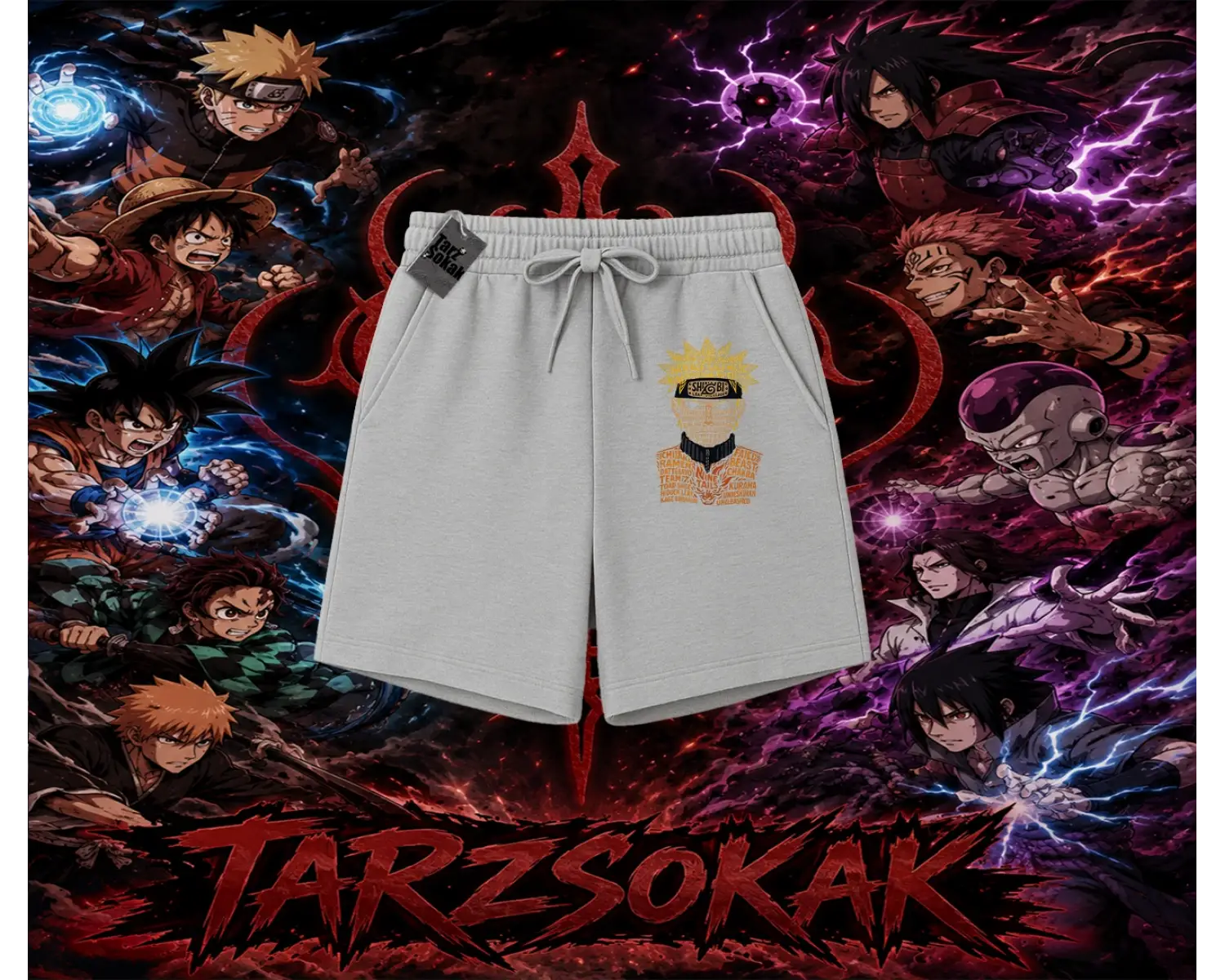 Naruto Uzumaki Premium Anime Unisex Şort Beyaz