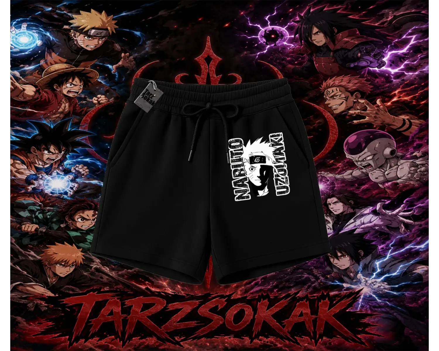 Naruto Uzumaki Premium Anime Unisex Şort Beyaz