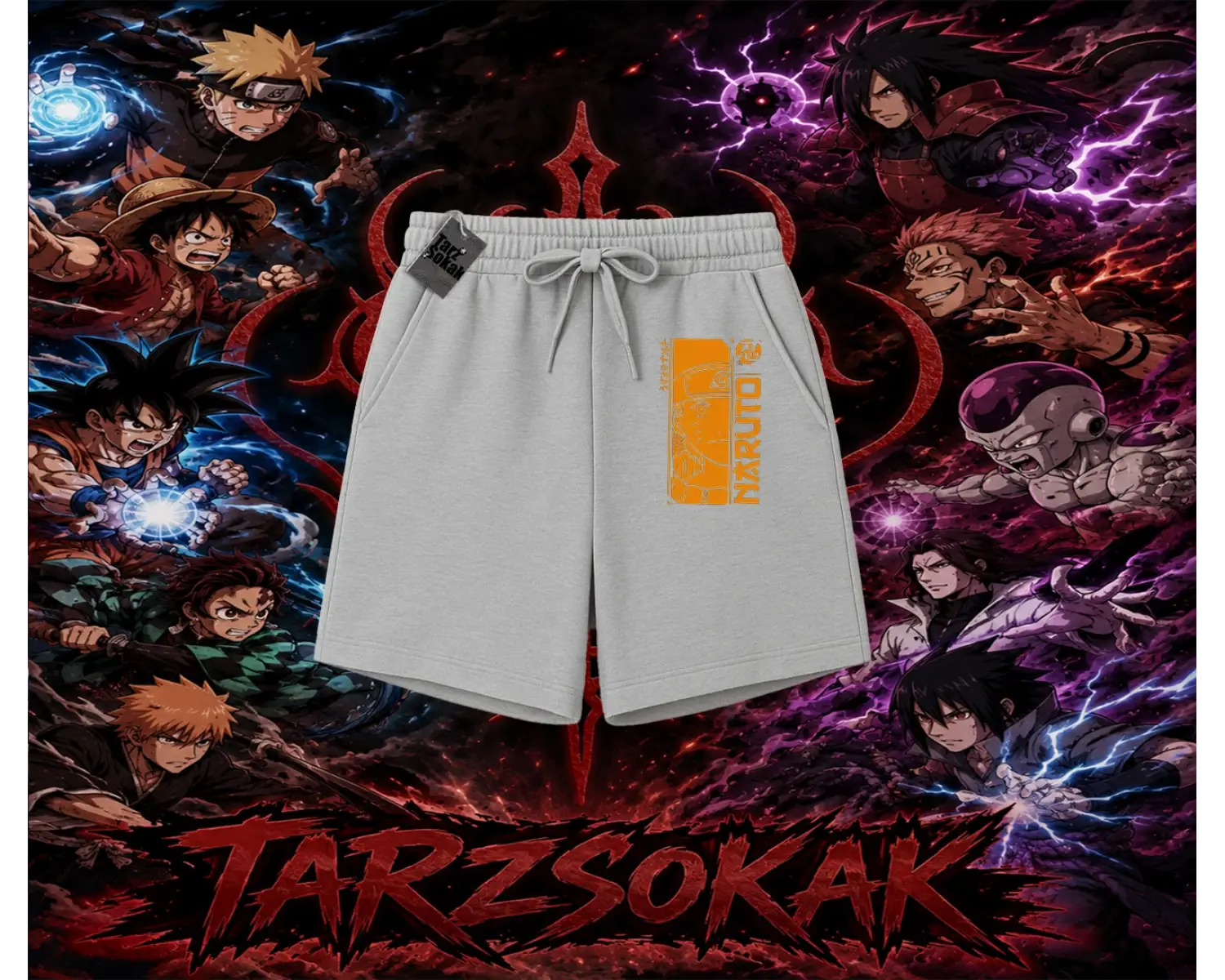 Naruto Uzumaki Premium Anime Unisex Şort Beyaz