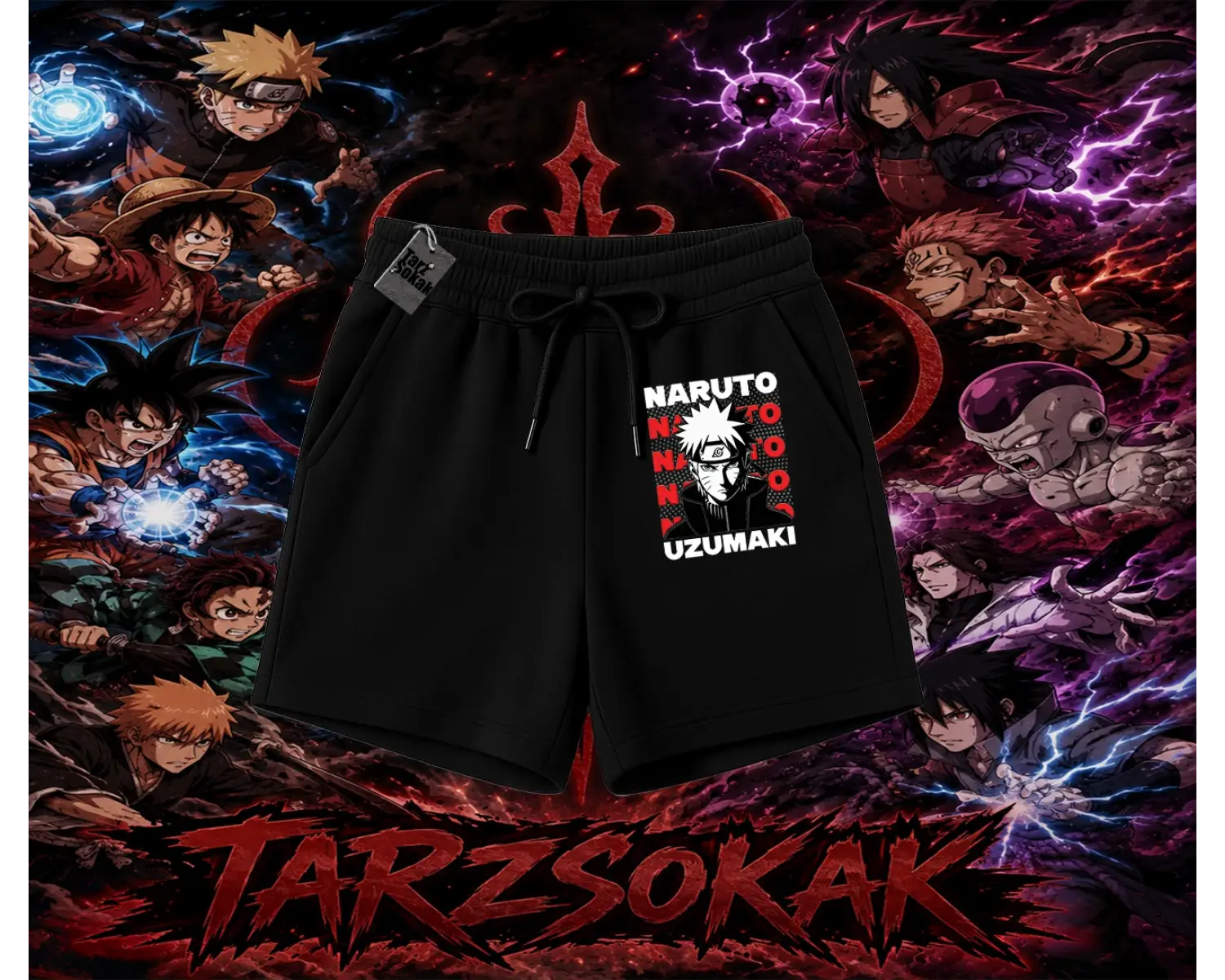 Naruto Uzumaki Premium Anime Unisex Şort Beyaz