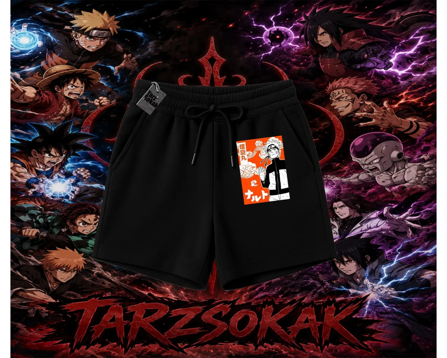 Naruto Uzumaki Premium Anime Unisex Şort Beyaz