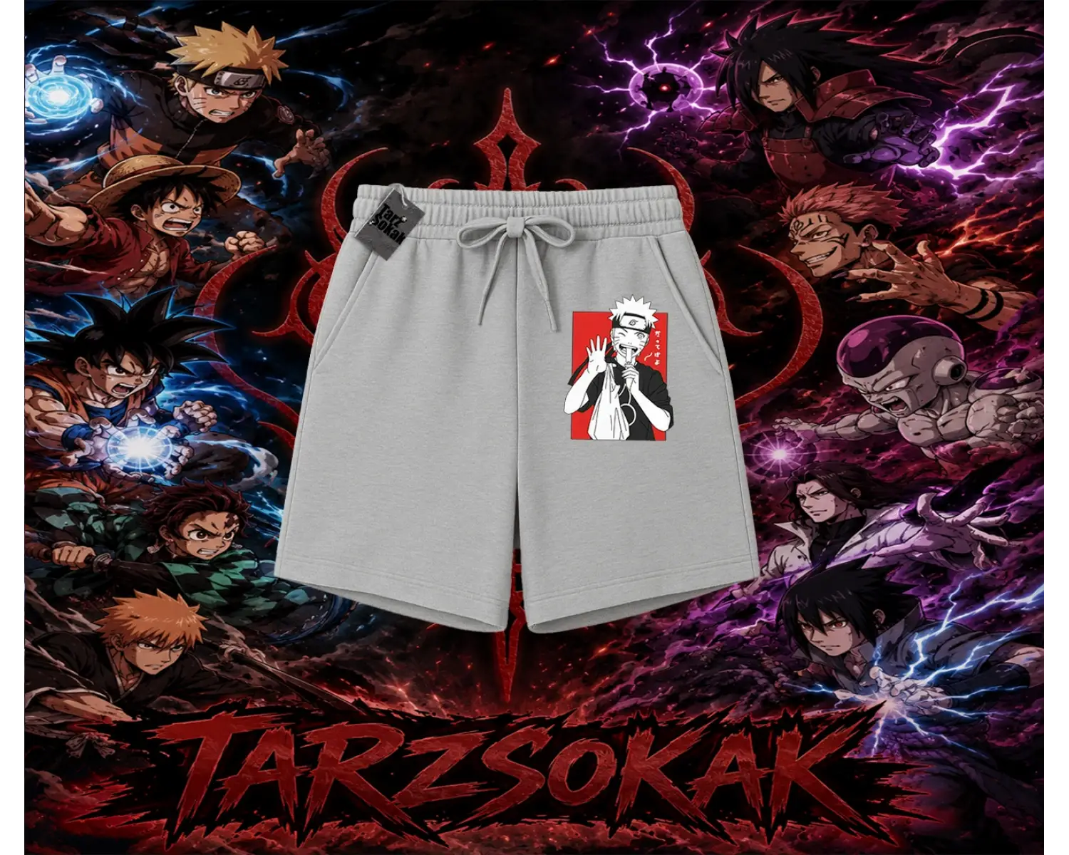 Naruto Uzumaki Premium Anime Unisex Şort Beyaz