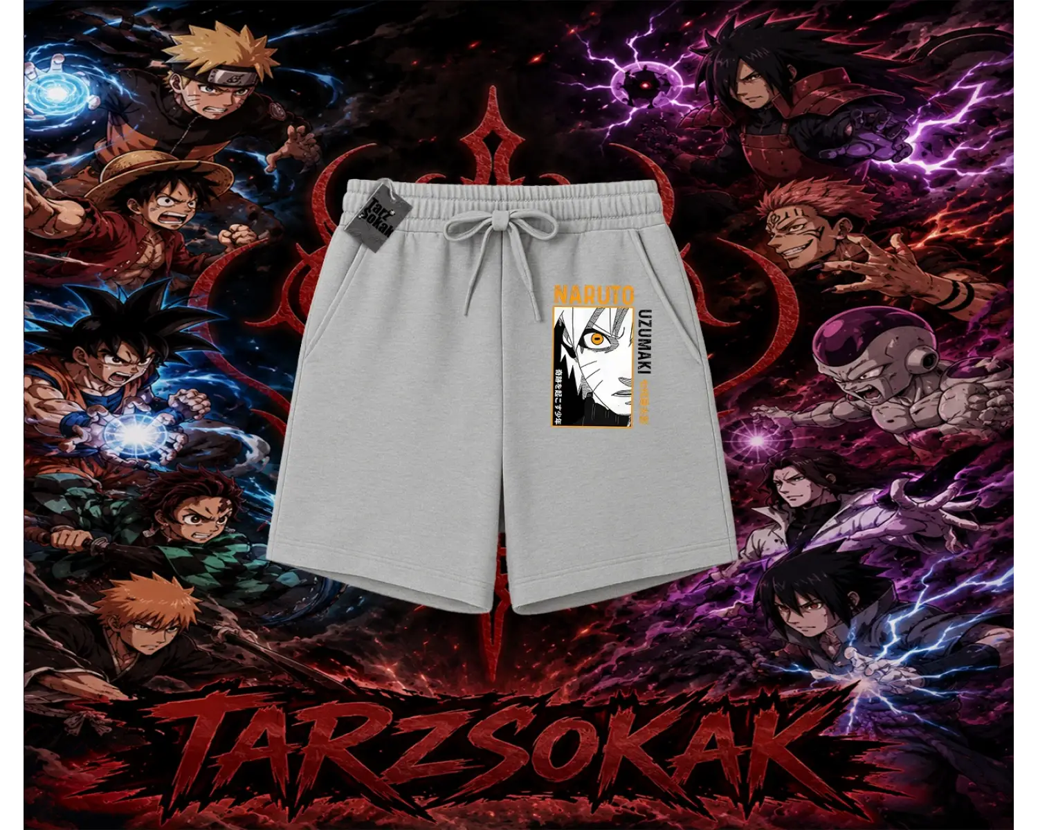 Naruto Uzumaki Premium Anime Unisex Şort Beyaz