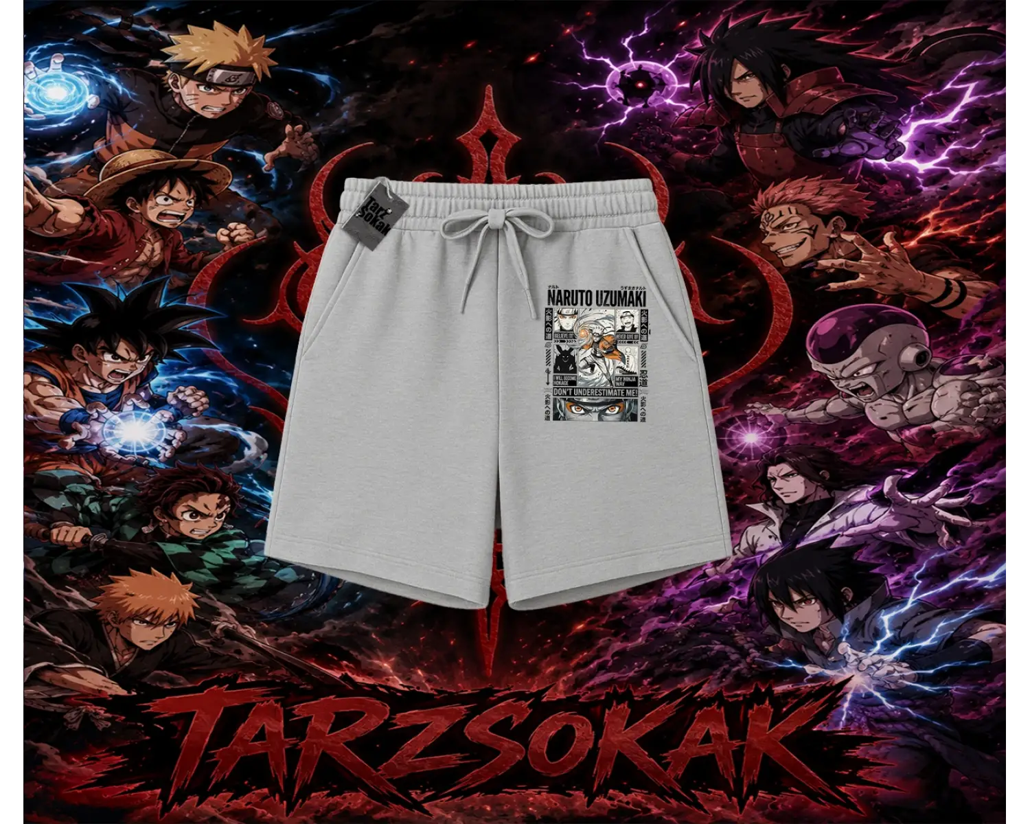 Naruto Uzumaki Premium Anime Unisex Şort Beyaz