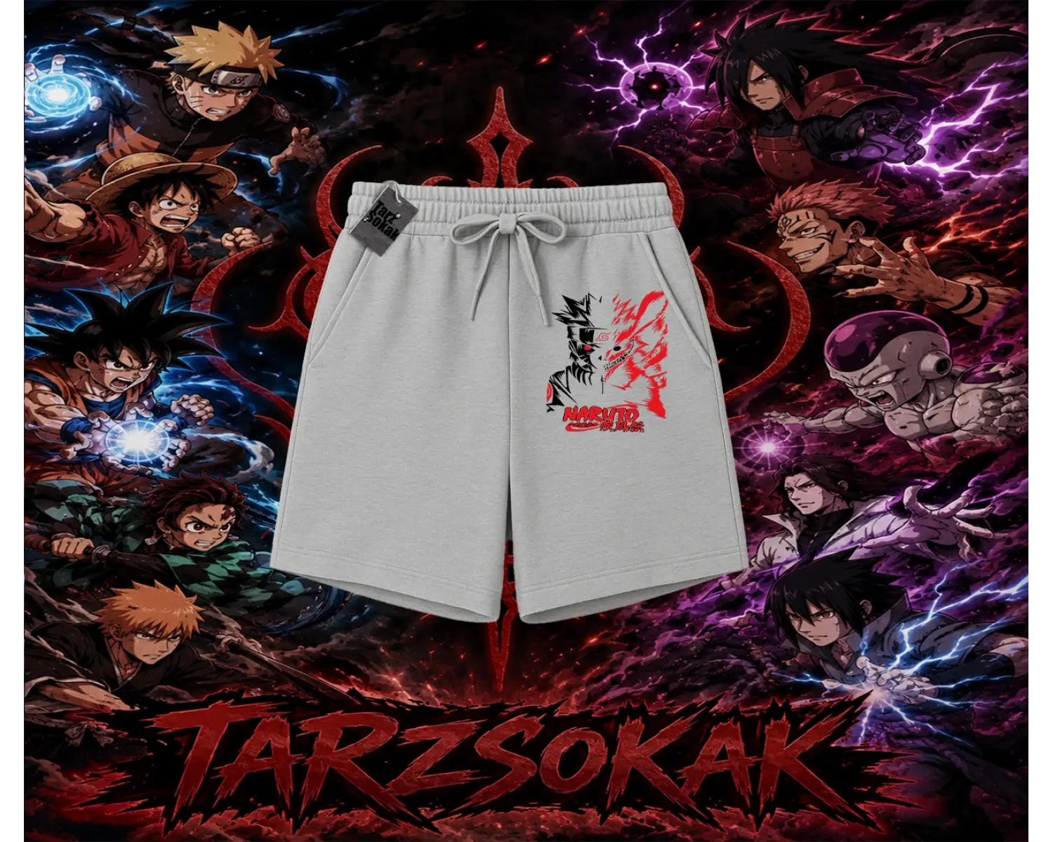 Naruto Uzumaki Premium Anime Unisex Şort Beyaz