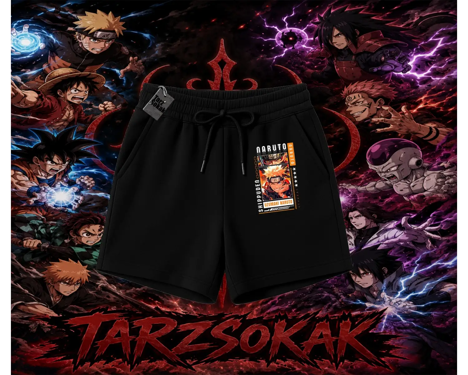 Naruto Uzumaki Premium Anime Unisex Şort Beyaz