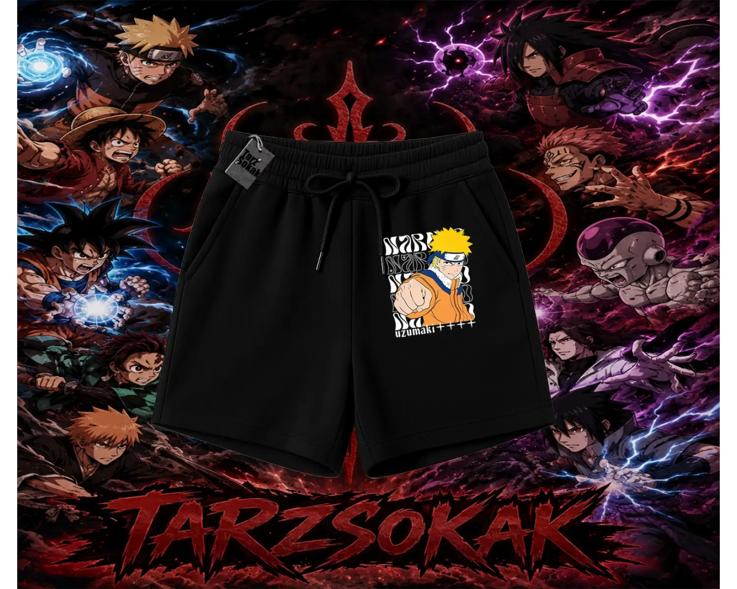 Naruto Uzumaki Premium Anime Unisex Şort Beyaz