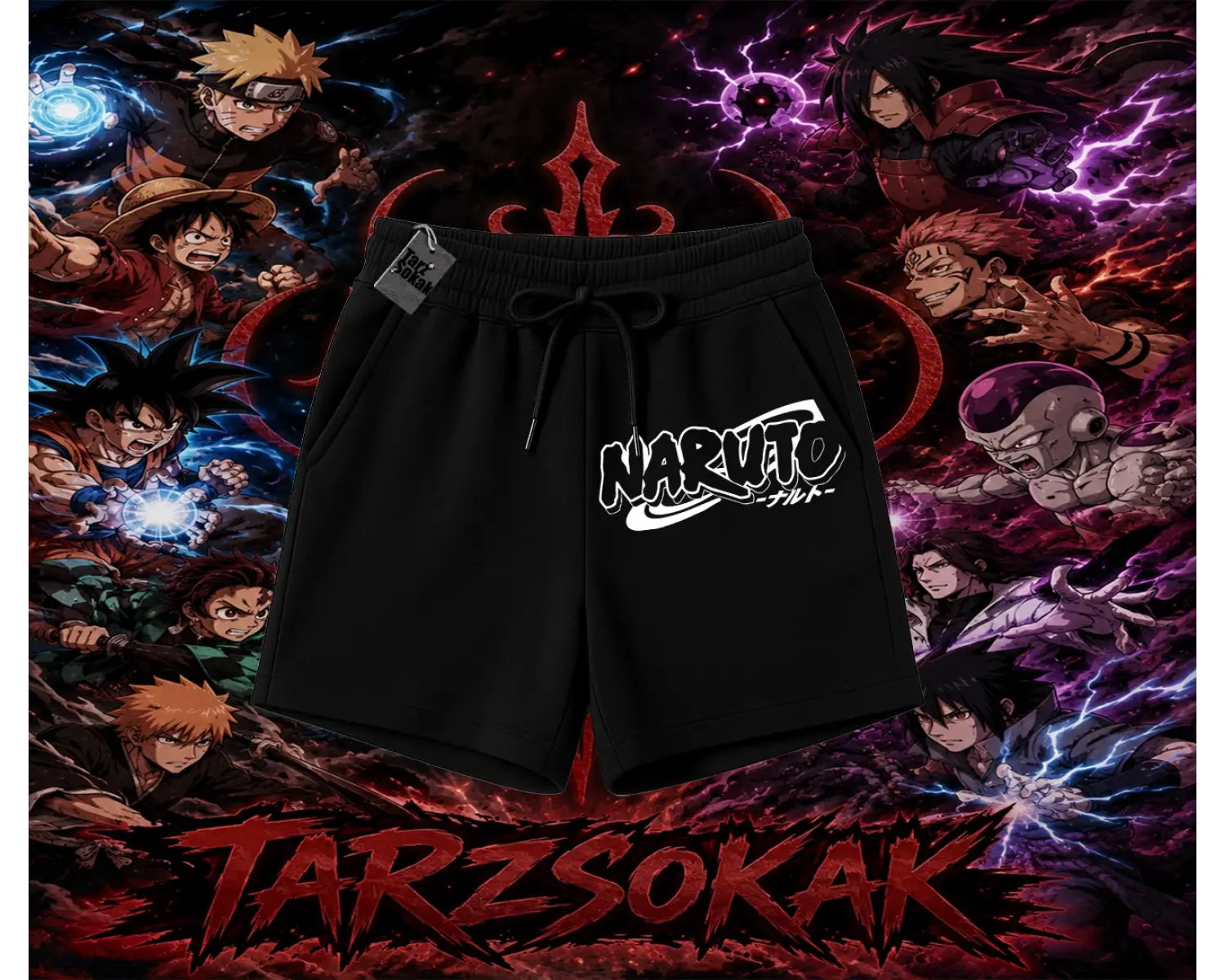 Naruto Uzumaki Premium Anime Unisex Şort Beyaz