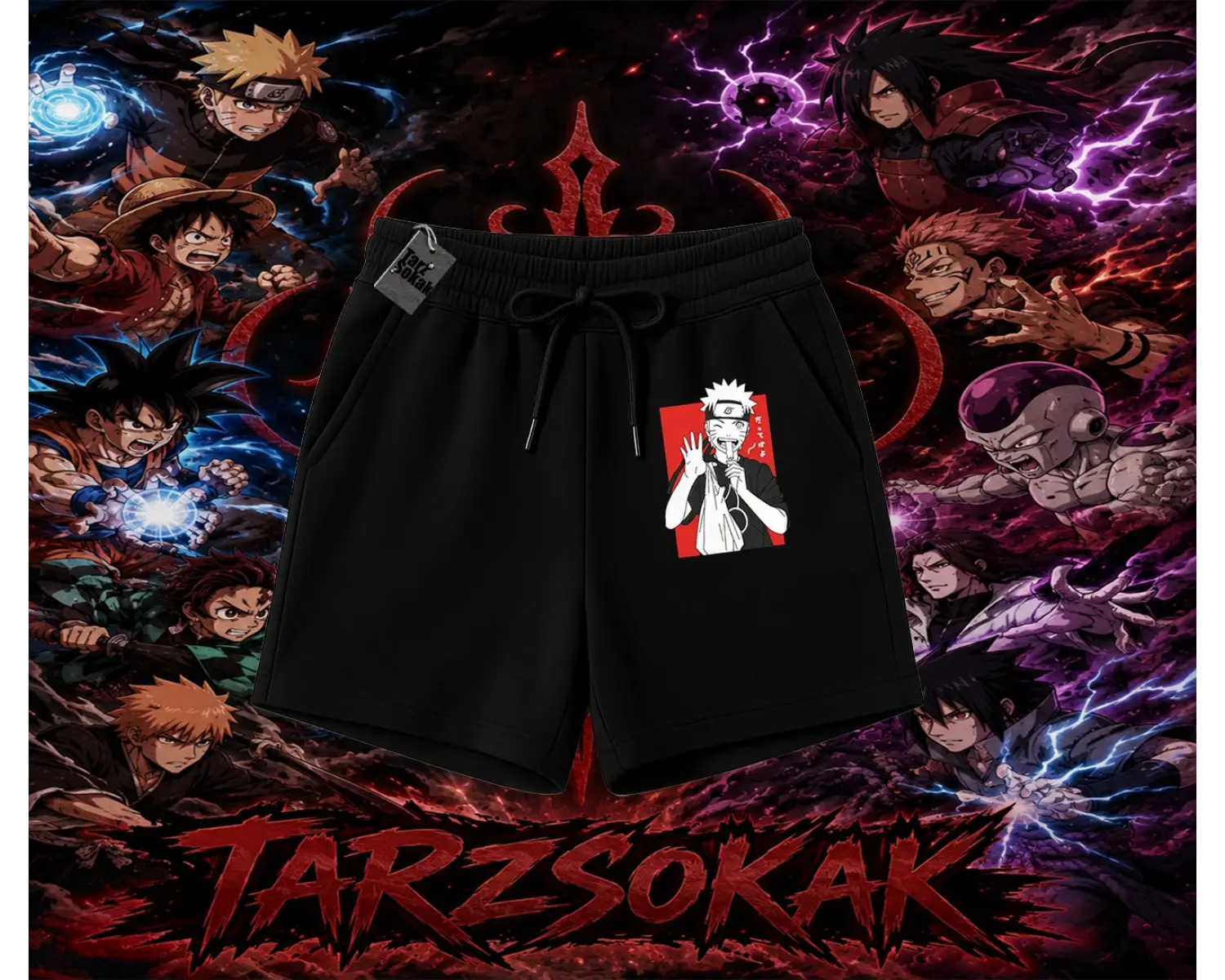 Naruto Uzumaki Premium Anime Unisex Şort Beyaz