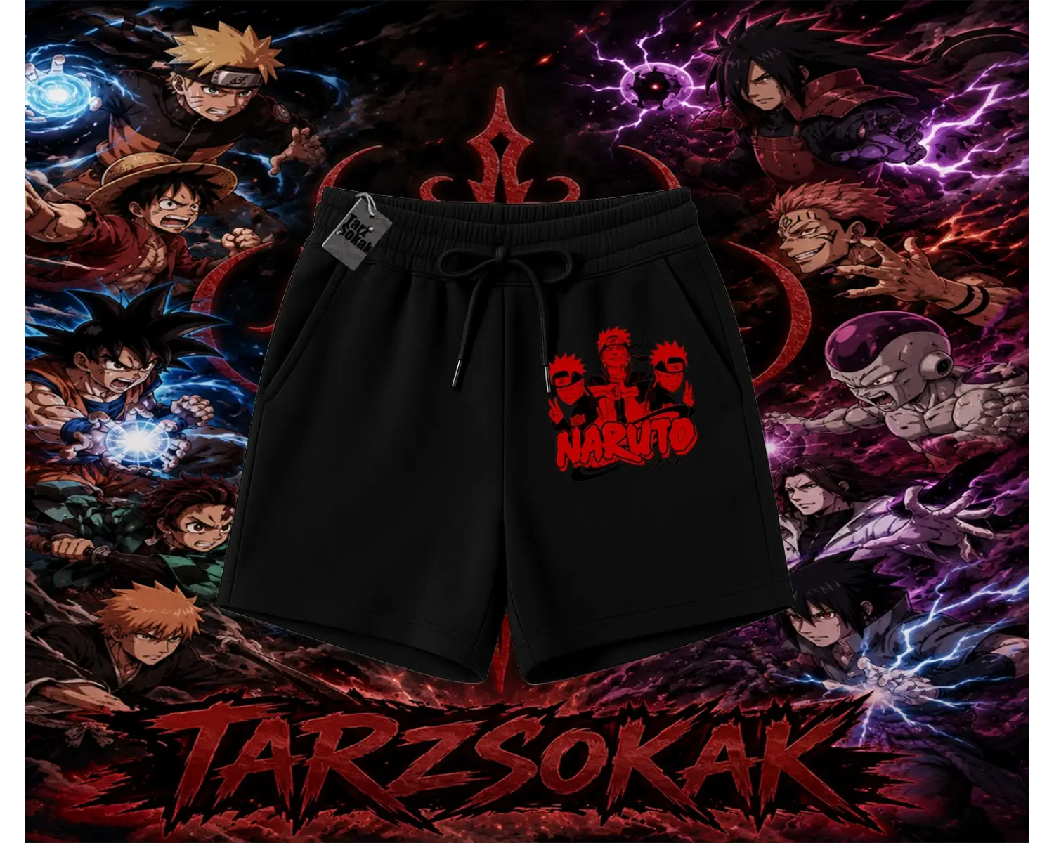 Naruto Uzumaki Premium Anime Unisex Şort Beyaz